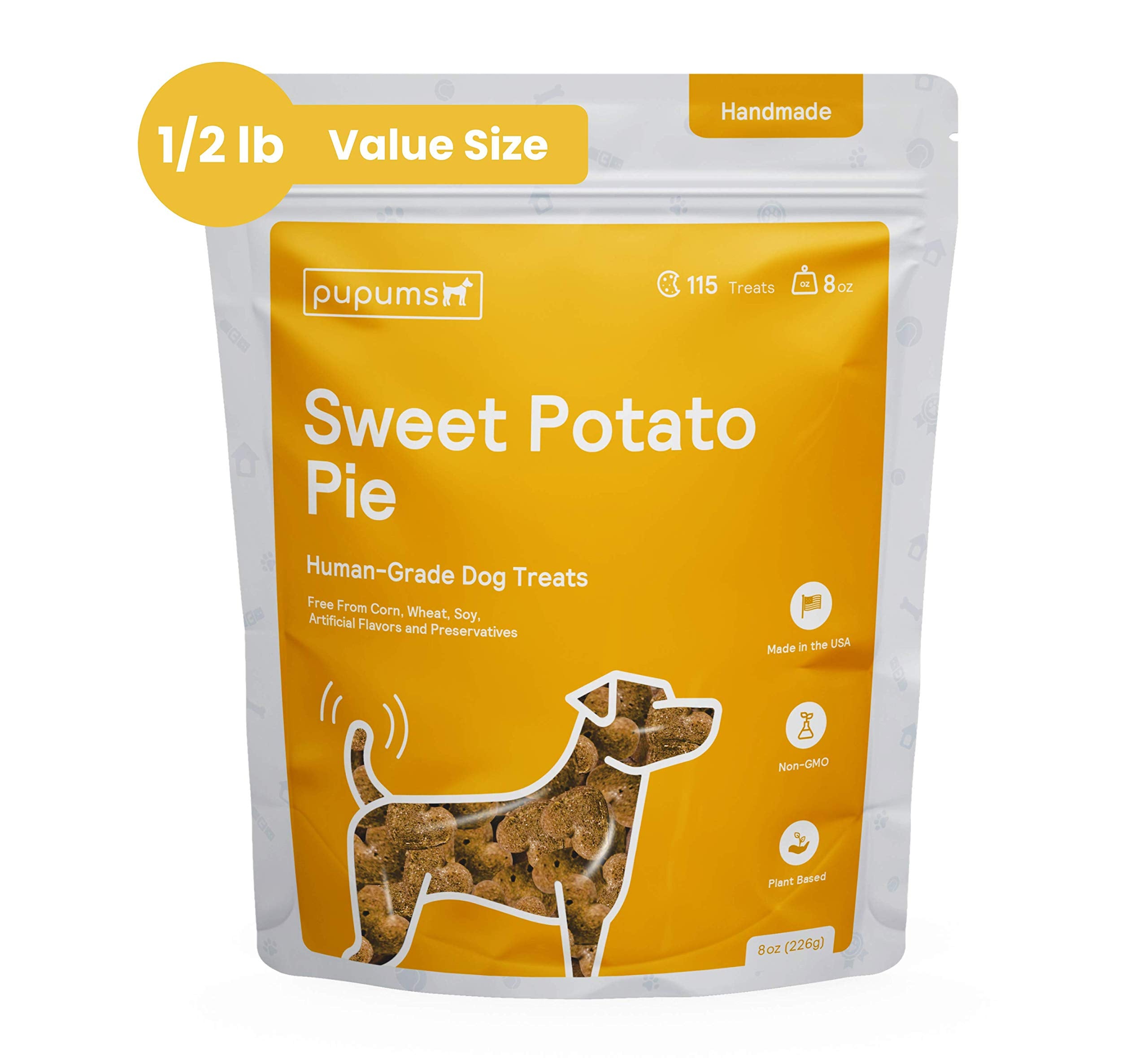 Pupums Organic Sweet Potato Dog Treats - Grain Free, Non-GMO, Highly Digestible, 8oz