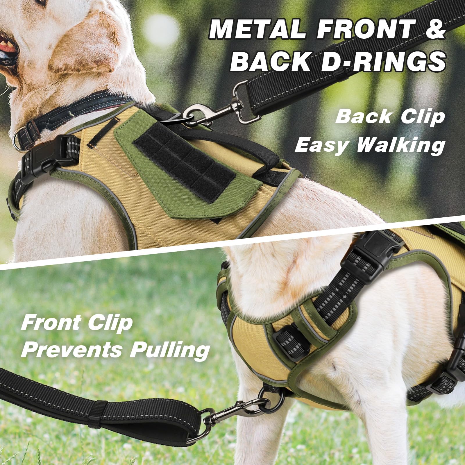 Wingoin Tactical Dog Harness For Small Dogs, No Pull Harness With Handle Pockets Poop Bag, Reflective Dog Vest, Military Service Heavy Duty Big Dog Harness For Walking Hiking Training, Black Pink, S