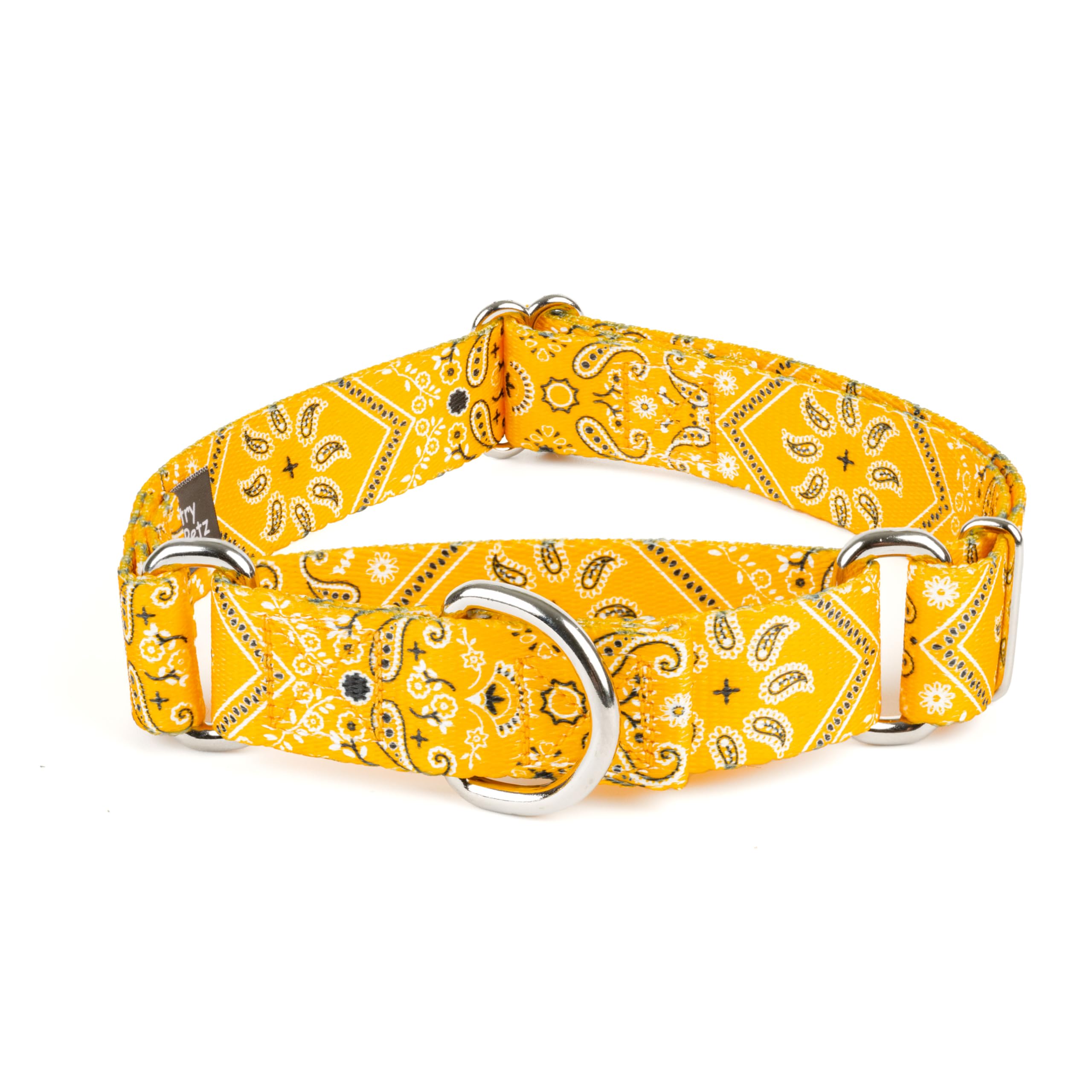 Country Brook Petz - Yellow Bandana Martingale Dog Collar - Country And Western Collection Featuring Rustic Designs (1 Inch, Ext