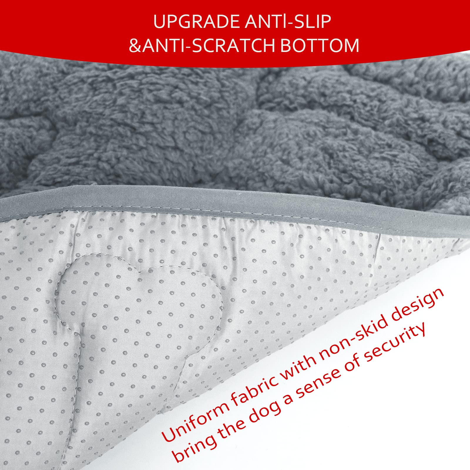 Dog Bed Crate Mat(36'' X 23'') 2 Pack, Soft Plush Dog Bed Pad Machine Washable Crate Pad, Grey