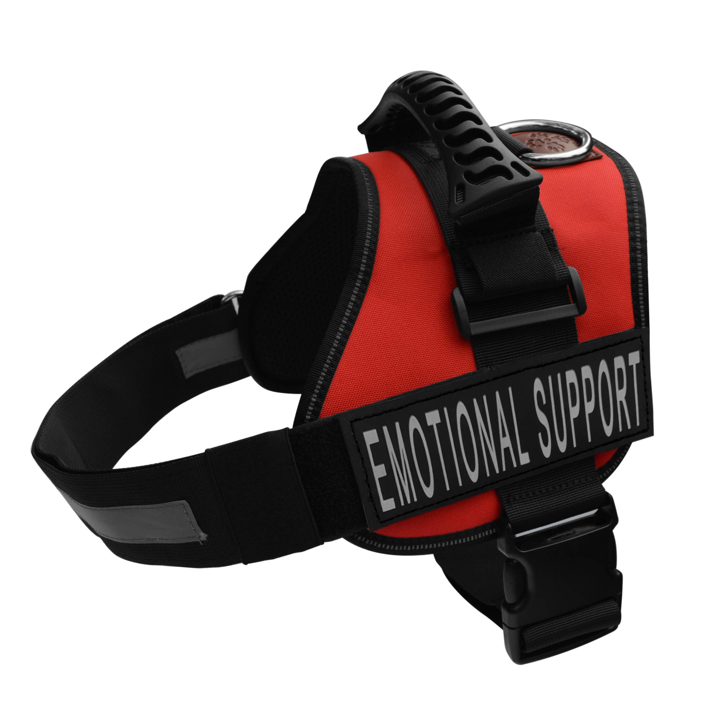 Albcorp Emotional Support Dog Vest - Reflective Harness With Adjustable Straps And 2 Hook And Loop Removable Patches, Woven Polyester & Nylon, Comfy Mesh Padding, Sturdy Handle. Extra Large, Red