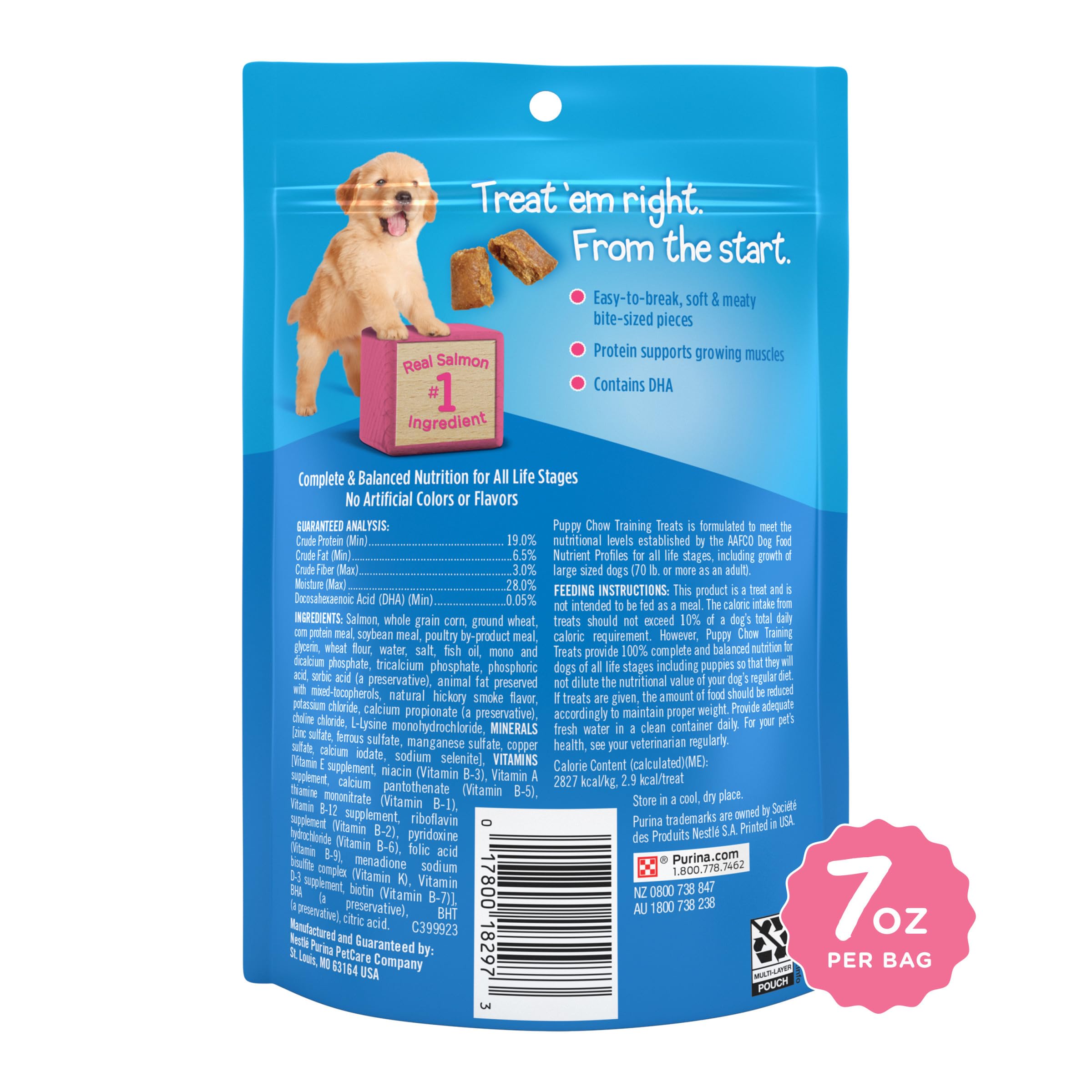 Purina Puppy Chow Training Treats, Healthy Start Salmon Treats - (5) 7 oz. Pouches