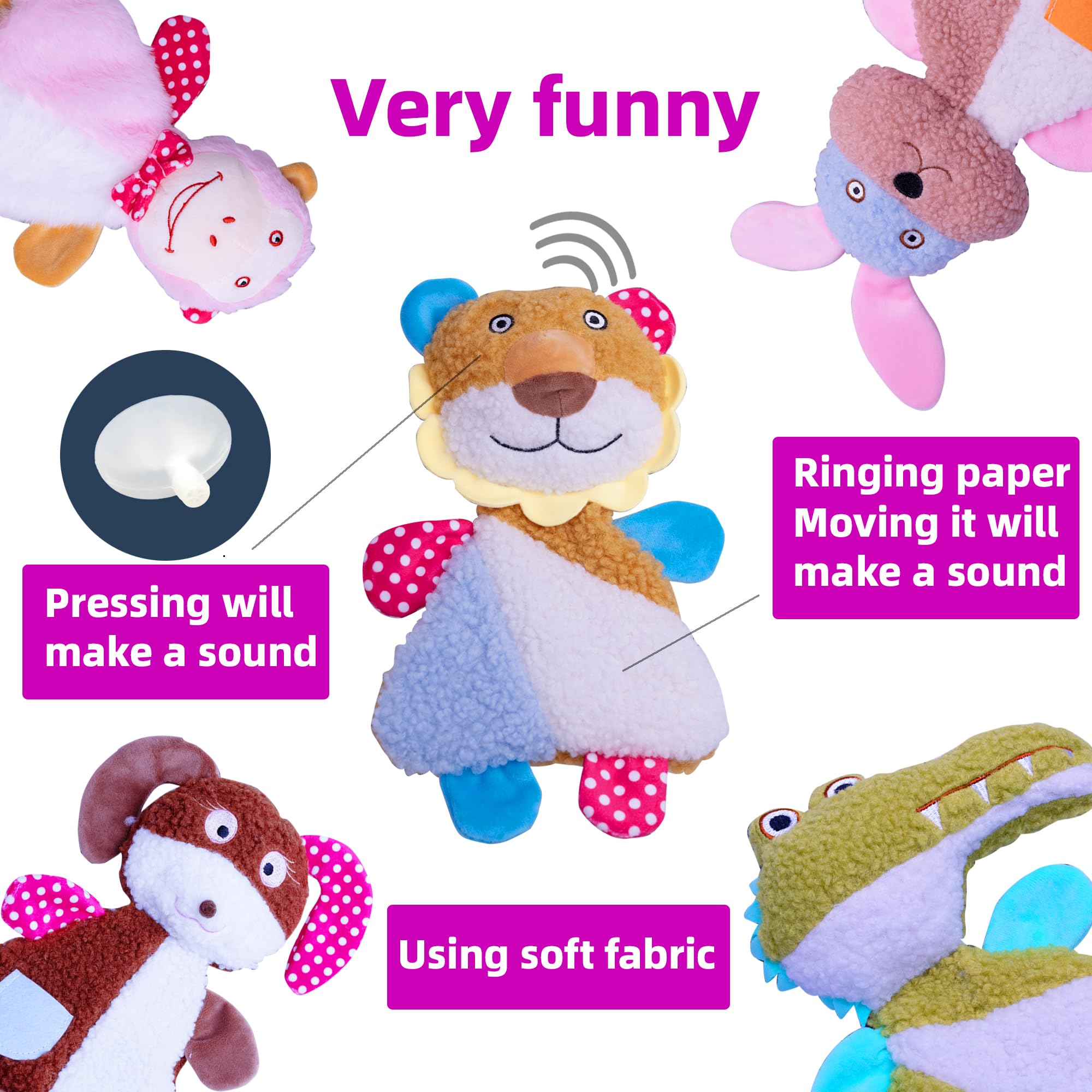 YUNKINGDOM Big 5 Pack Dog Squeaky Toy for Keep Them Busy,Multipack Stuffed Crinkle Puppy Dog Toys Bundle,Chewing Dog Toys for Te