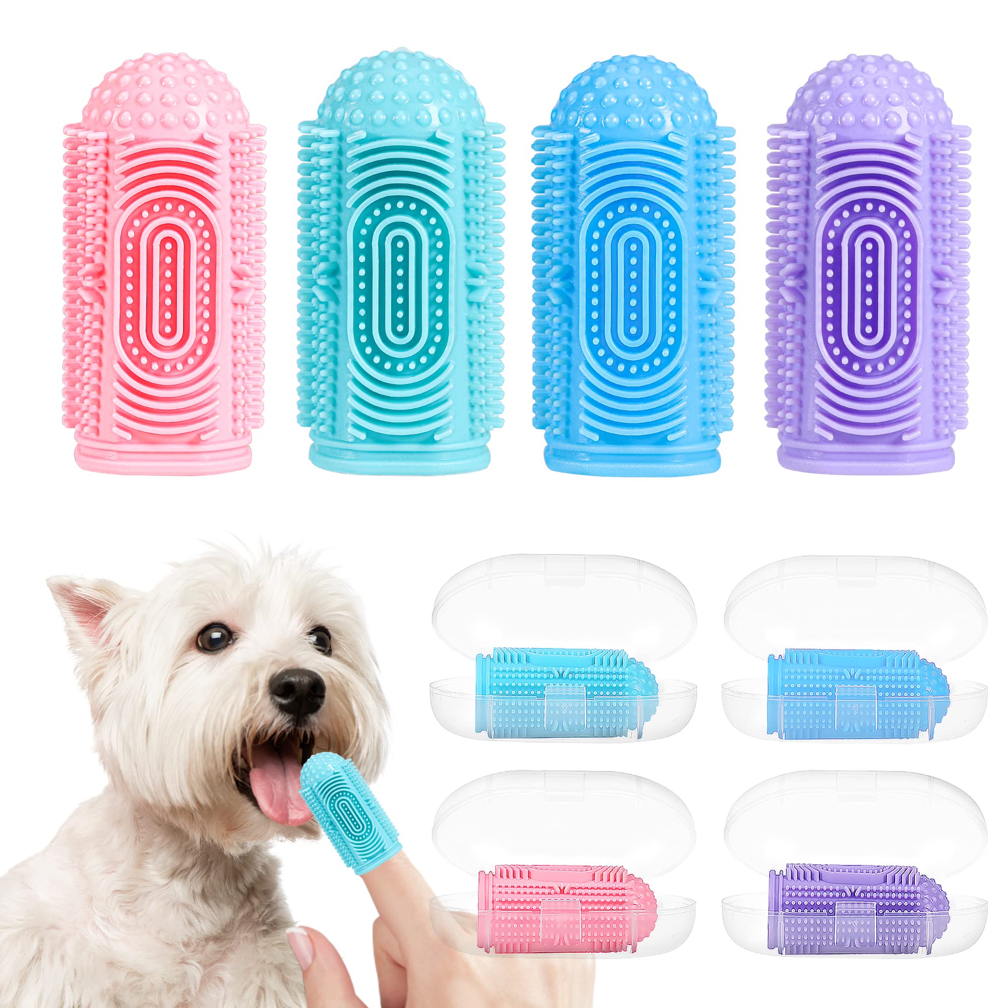 LDIIDII Dog Toothbrush Dog Tooth Brushing Kit Dog Finger Toothbrush for Dog Teeth Cleaning&Dog Dental Care,Cat Toothbrush Dog To