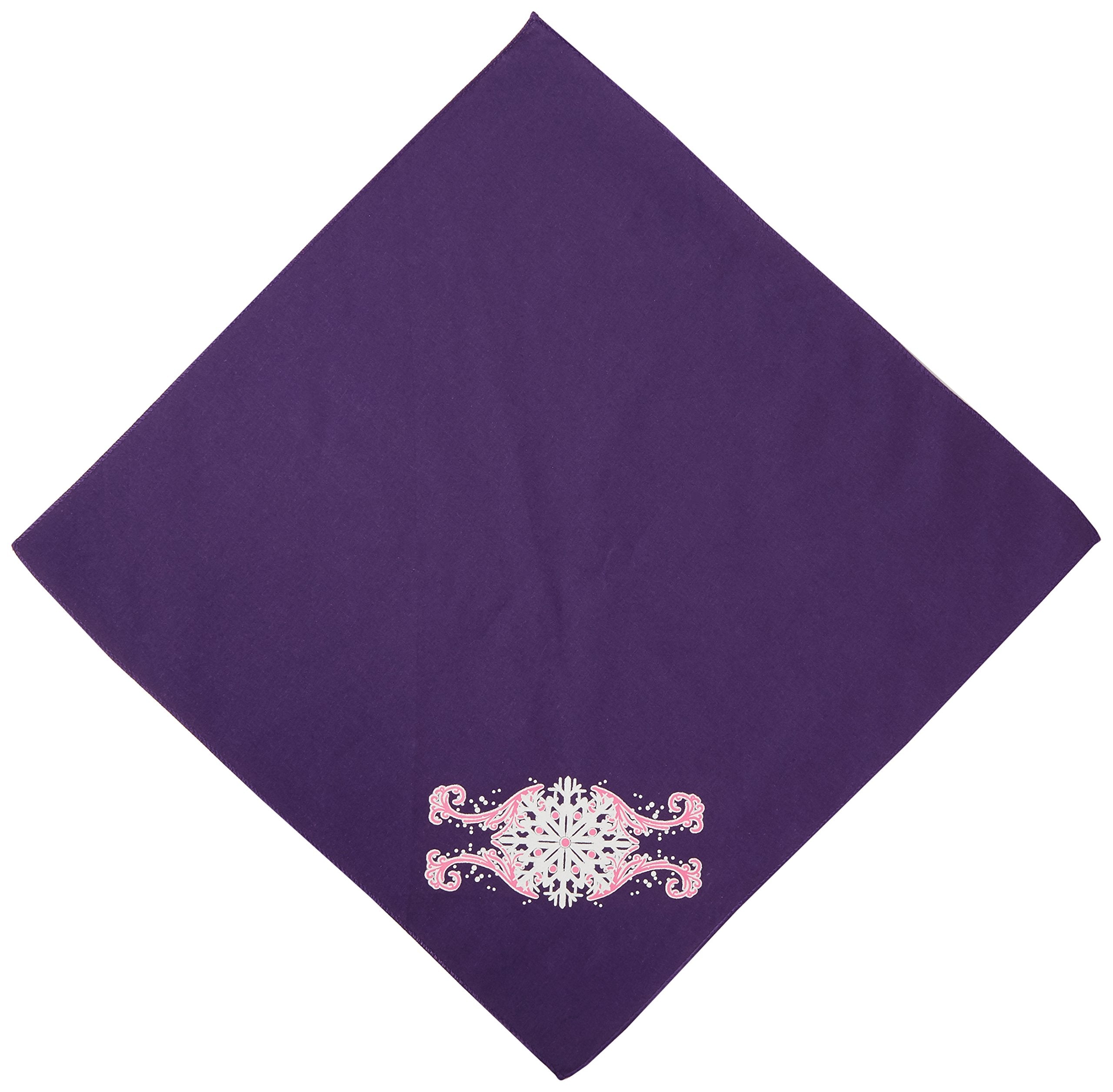 Christmas Pet and Dog Bandana Screen Printed, &quot;Pink Snowflake Swirls&quot; Purple Small