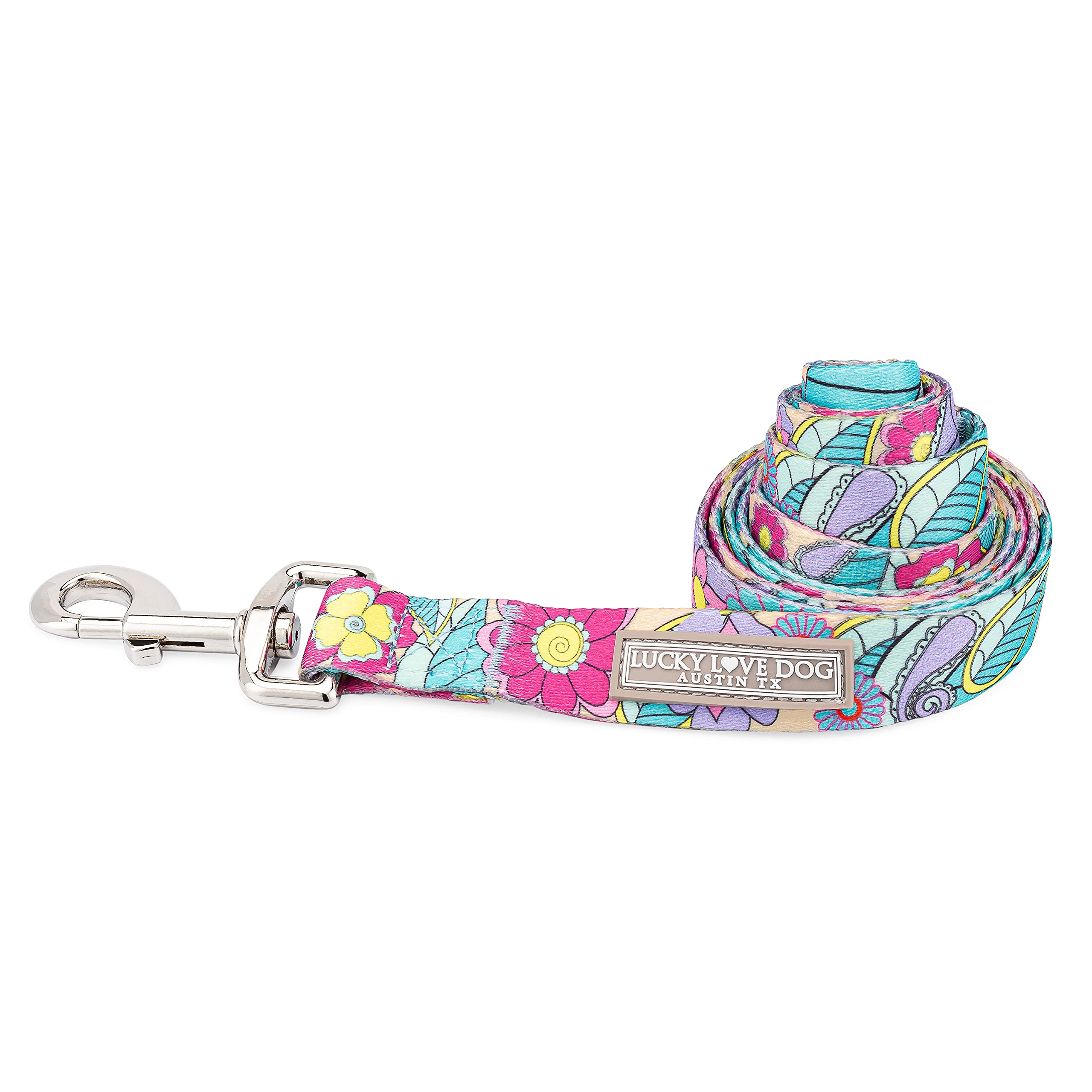 Lucky Love Dog Leash, Beautiful Flower Pattern Female Dog Leash For Large Dogs, Durable & Long Lasting (Caroline, Large)
