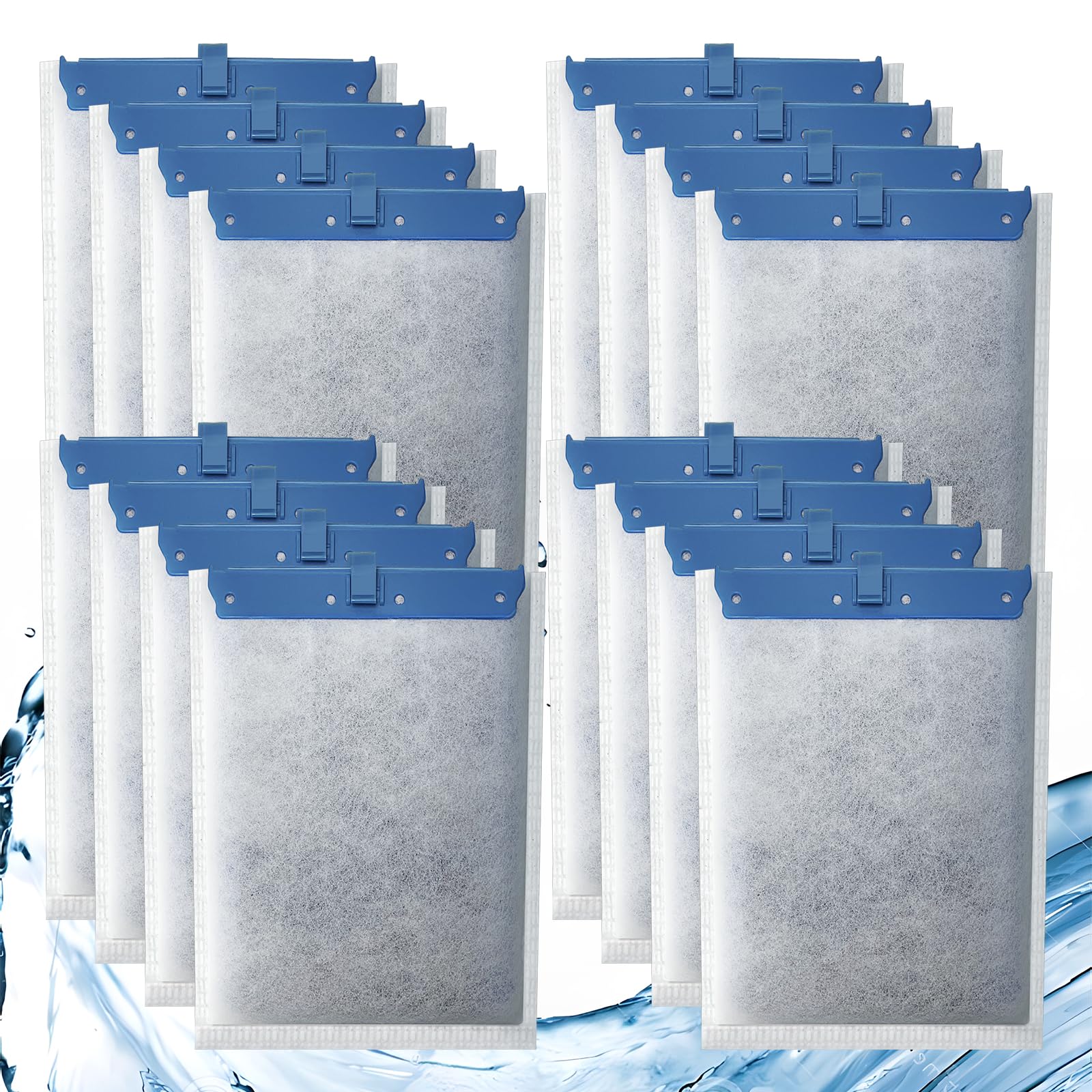 16 Pack Filter Cartridge Compatible With Whisper Filters 20I,40I/Iq20,30,45,60/Pf20,30,40,60 And Reptofilter, Large Aquarium Rep