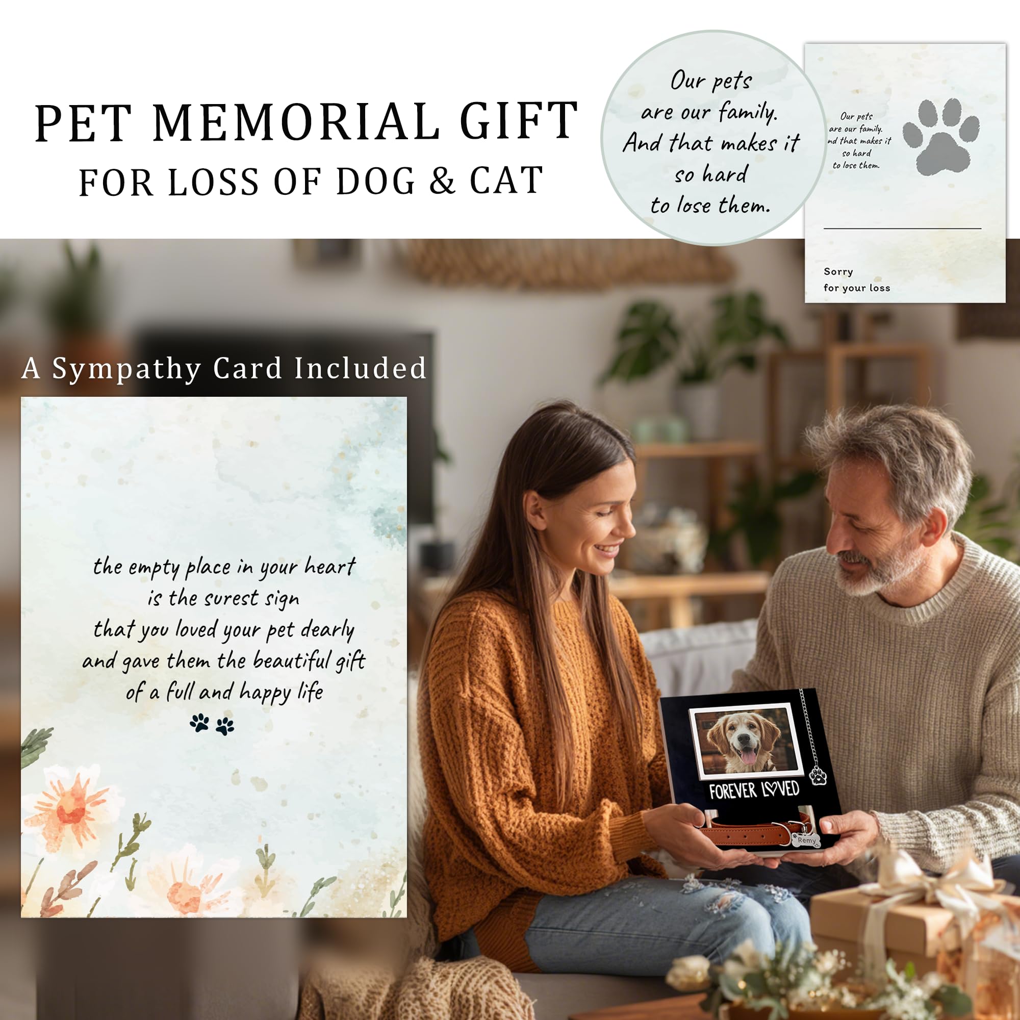 MYPAWLETS Dog Memorial Gifts,Pet Collar Memorial Frame with Pawprint Ornament Charm,Loss of Dogs Sympathy Gift,Remembrance Pictu