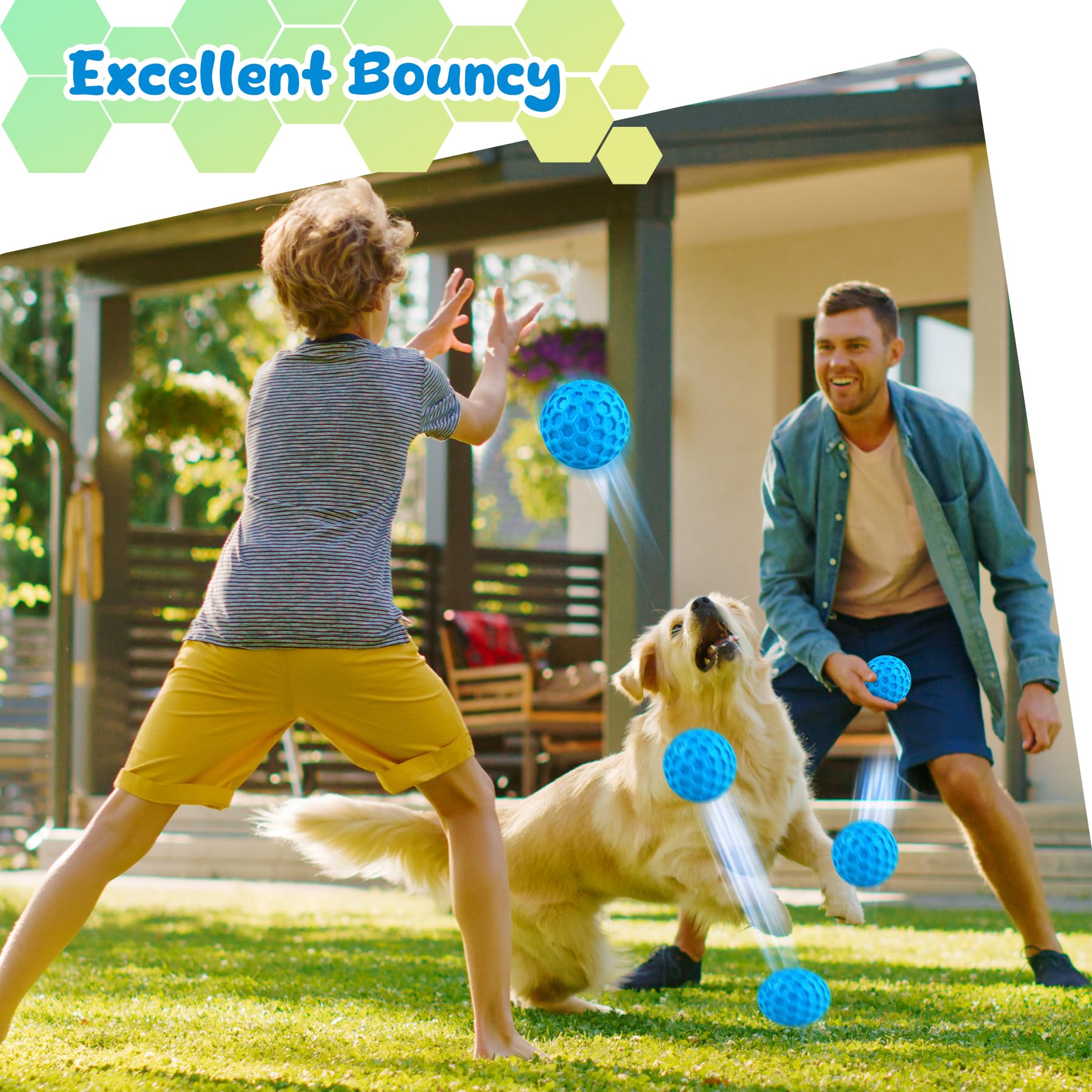 Zrifaqesw Squeaky Dog Toys For Aggressive Chewers, Indestructible Dog Balls For Aggressive Chewers, Squeaky Balls For Dogs, Inte