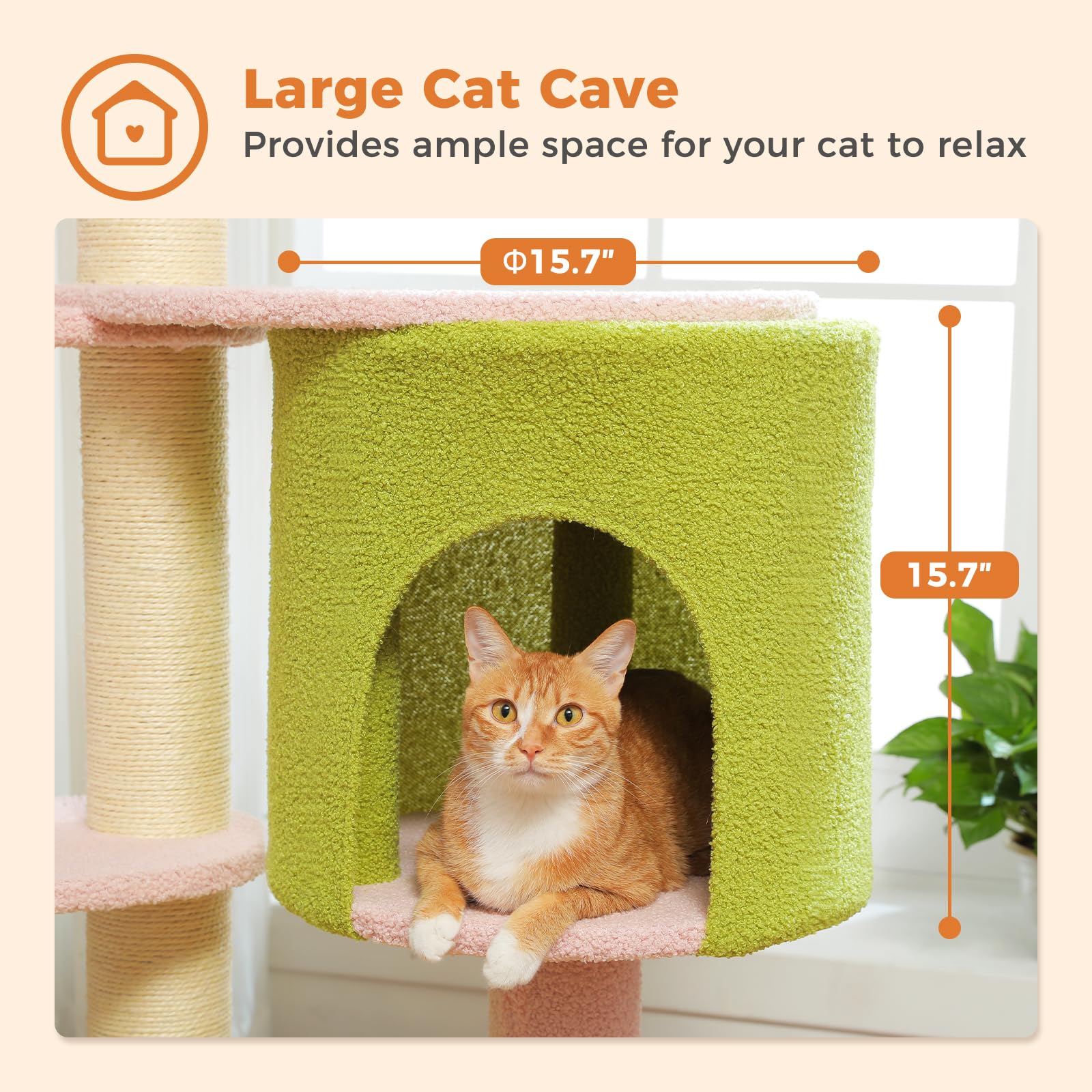 Uymi Flower 50-Inch Heavy-Duty Cat Tree For Large Cats - Sturdy Cat Tower With Extra-Thick Scratching Posts (F4.3), Spacious Con