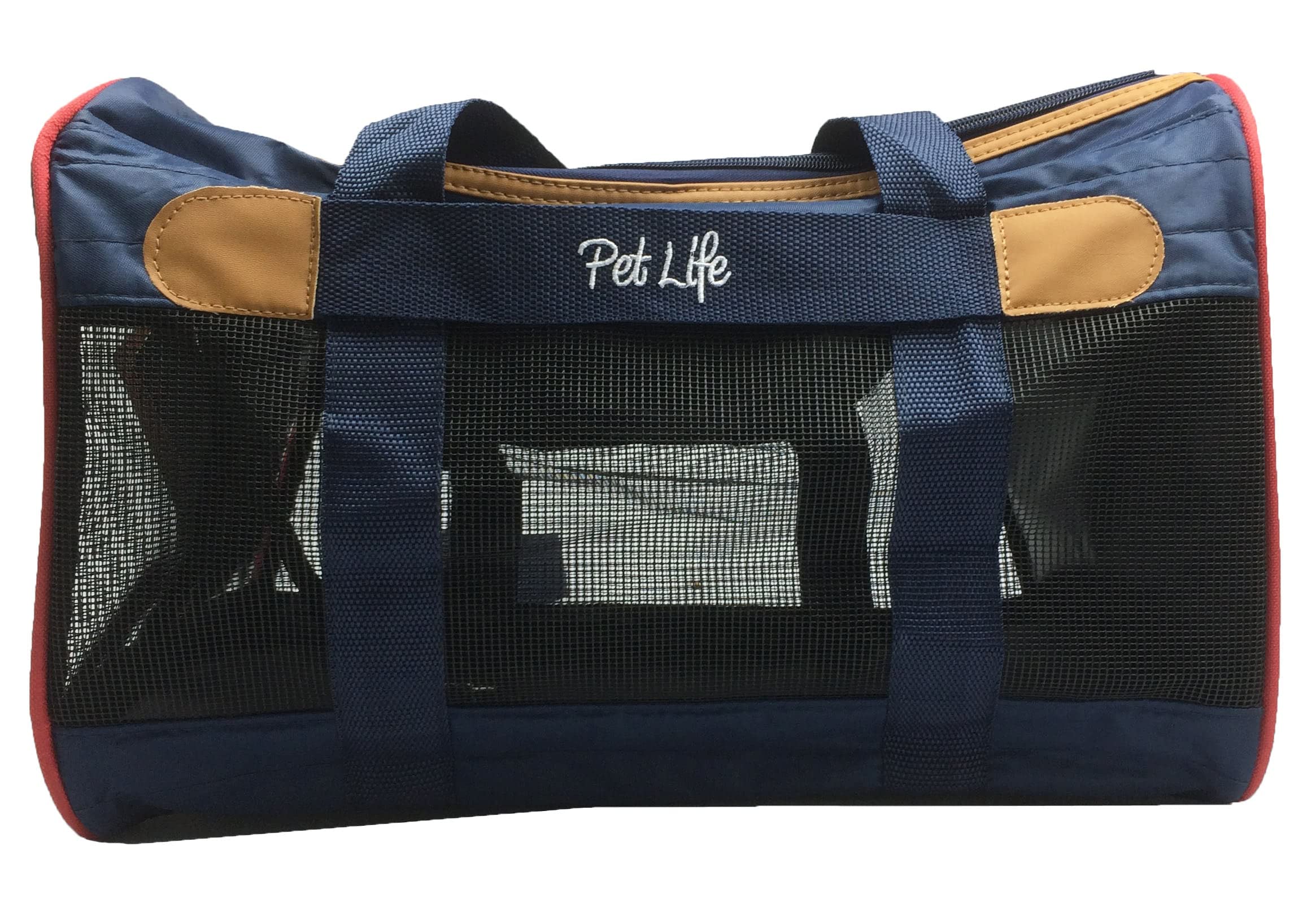 Pet Life 'Aero-Zoom' Airline Approved Pet Carrier - Folding Zippered Travel Cat and Dog Carrier - Wired Pet Crate Travel Dog Carrier Includes Over-The-Shoulder Straps and Sherpa Pet Pad