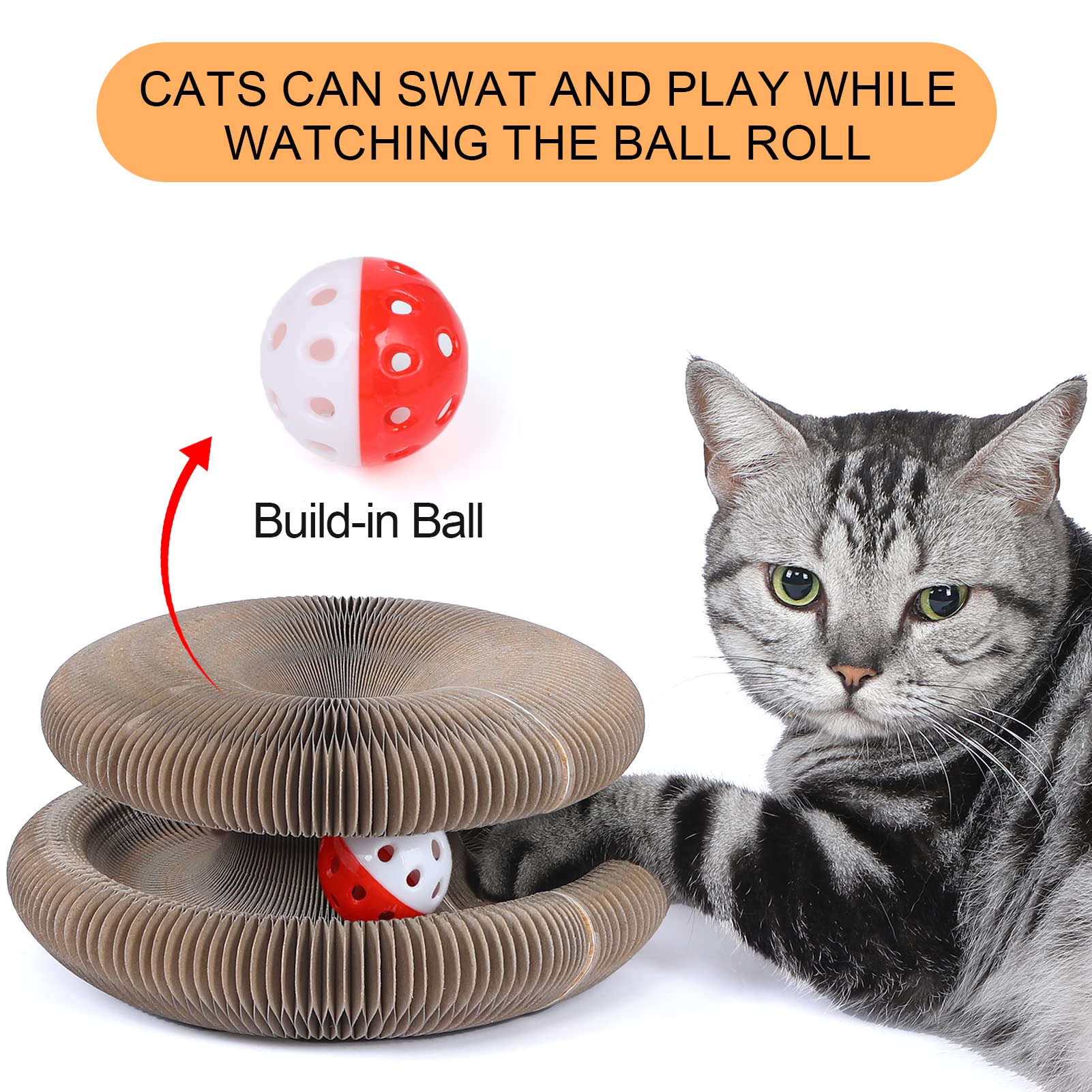 Fluffydream Magic Organ Cat Scratching Board, Interactive Scratch Pad With A Ball, Cat Scratcher For Grinding Claw, Recyclable A