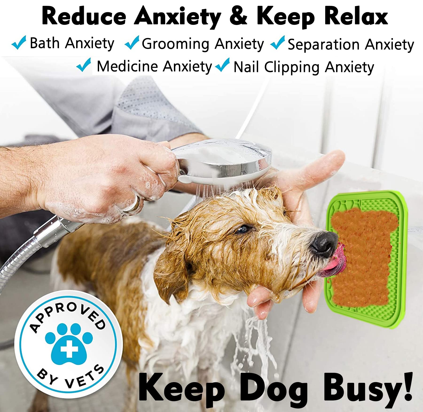 Kwispel Lick Mat for Dogs, Dog Lick Mat with Suction Cups for Anxiety, Peanut Butter Dog Licking Mat Slow Feeder Dispensing Trea