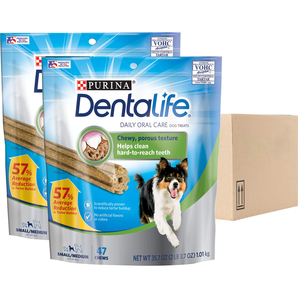 Purina Dentalife Made In Usa Facilities Small/Medium Dog Dental Chews, Daily - (2) 47 Ct. Pouches
