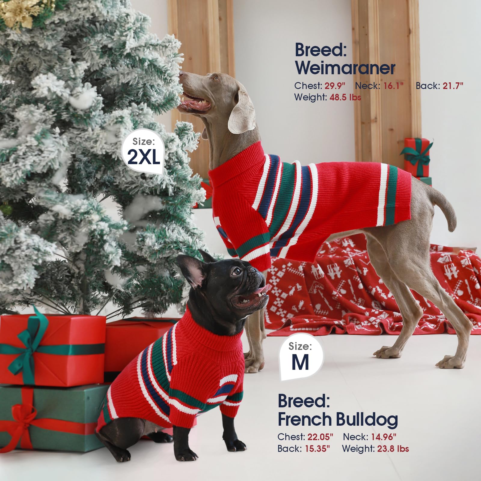 Iecoii Xxl Dog Sweaters - Turtleneck Pullover For Extra Large Dogs, Holiday Christmas Dog Sweatshirt For Pitbull, Border Collie,