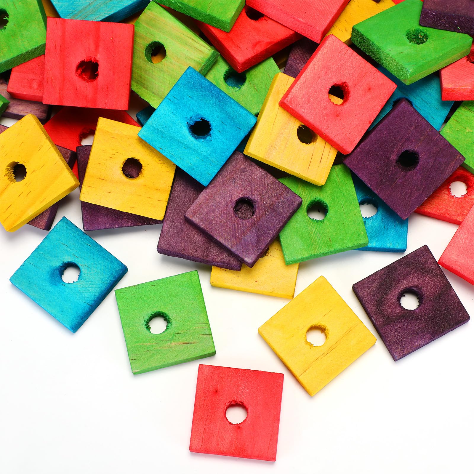 Sumind 80 Pieces Bird Toy Wooden Blocks Parrot Chewing Toys Mini Wood Chips Small Animals Cage Accessories For Diy Playing Chewi