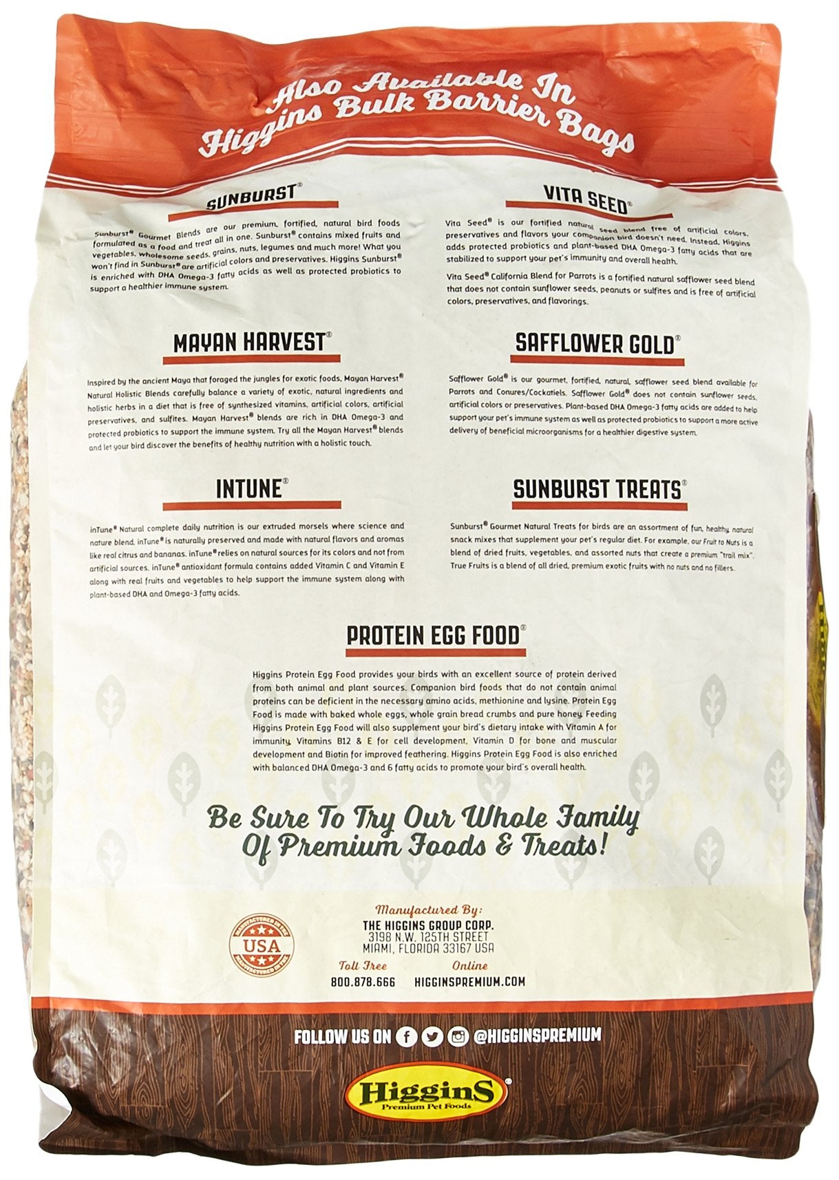 Higgins 466185 Higg Sunburst Food For Conure, 25-Pound