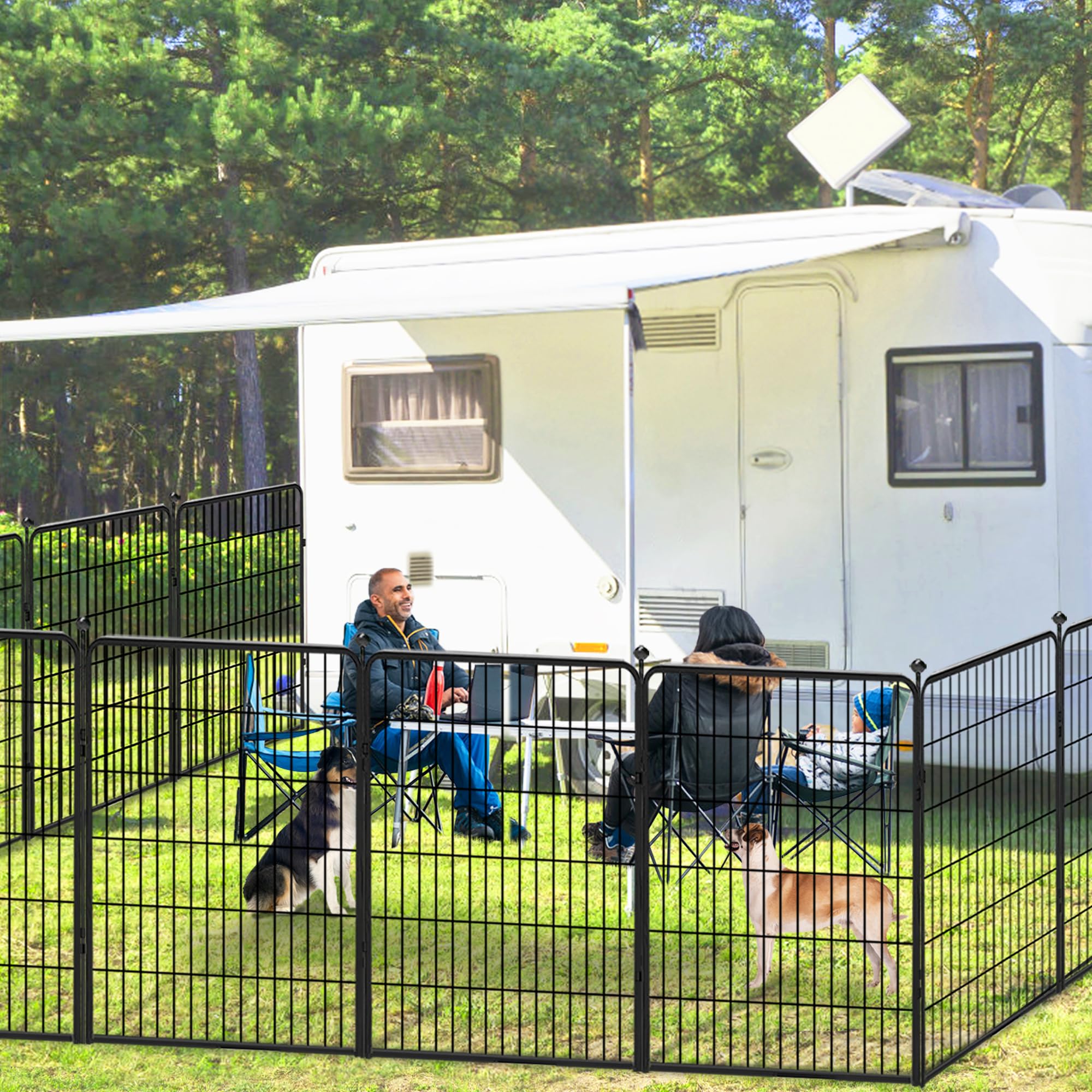 Jhsomdr Dog Playpen Outdoor 40 Inch 16 Panels Indoor Dog Pen For Large/Medium/Small Dogs Rustproof Metal Dog Fence Outdoor For Y