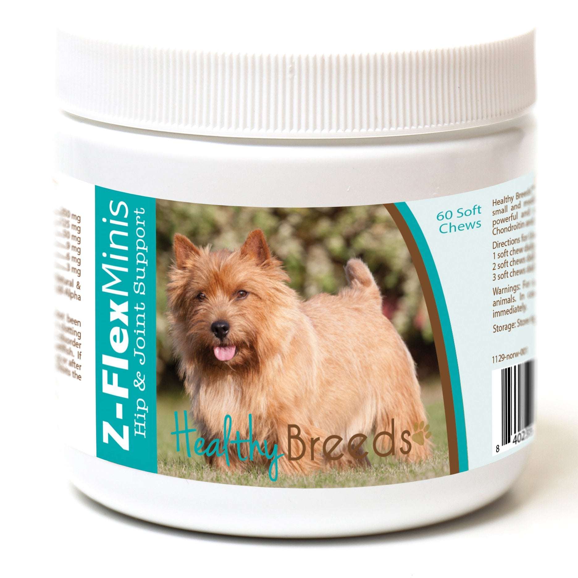 Healthy Breeds Norwich Terrier Z-Flex Minis Hip and Joint Support Soft Chews 60 Count