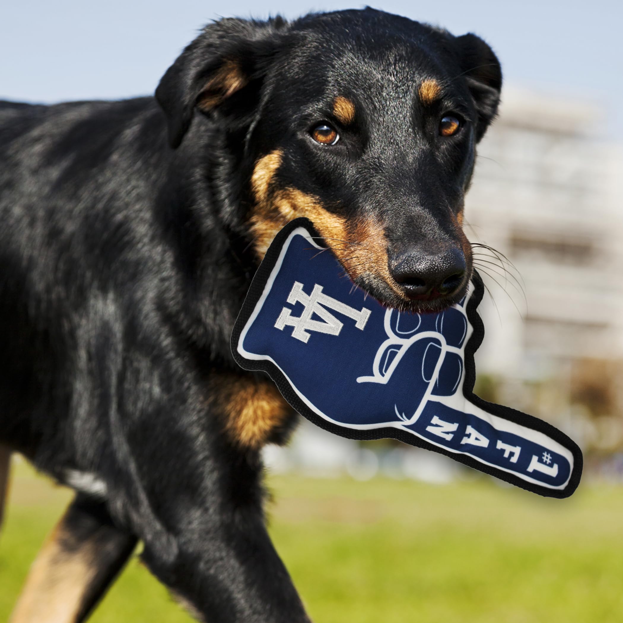 Mlb Los Angeles Dodgers #1 Fan Toy. Best Sports Dog Toy With Double Stitched Trim And Tough Nylon Material Filled With Chewable