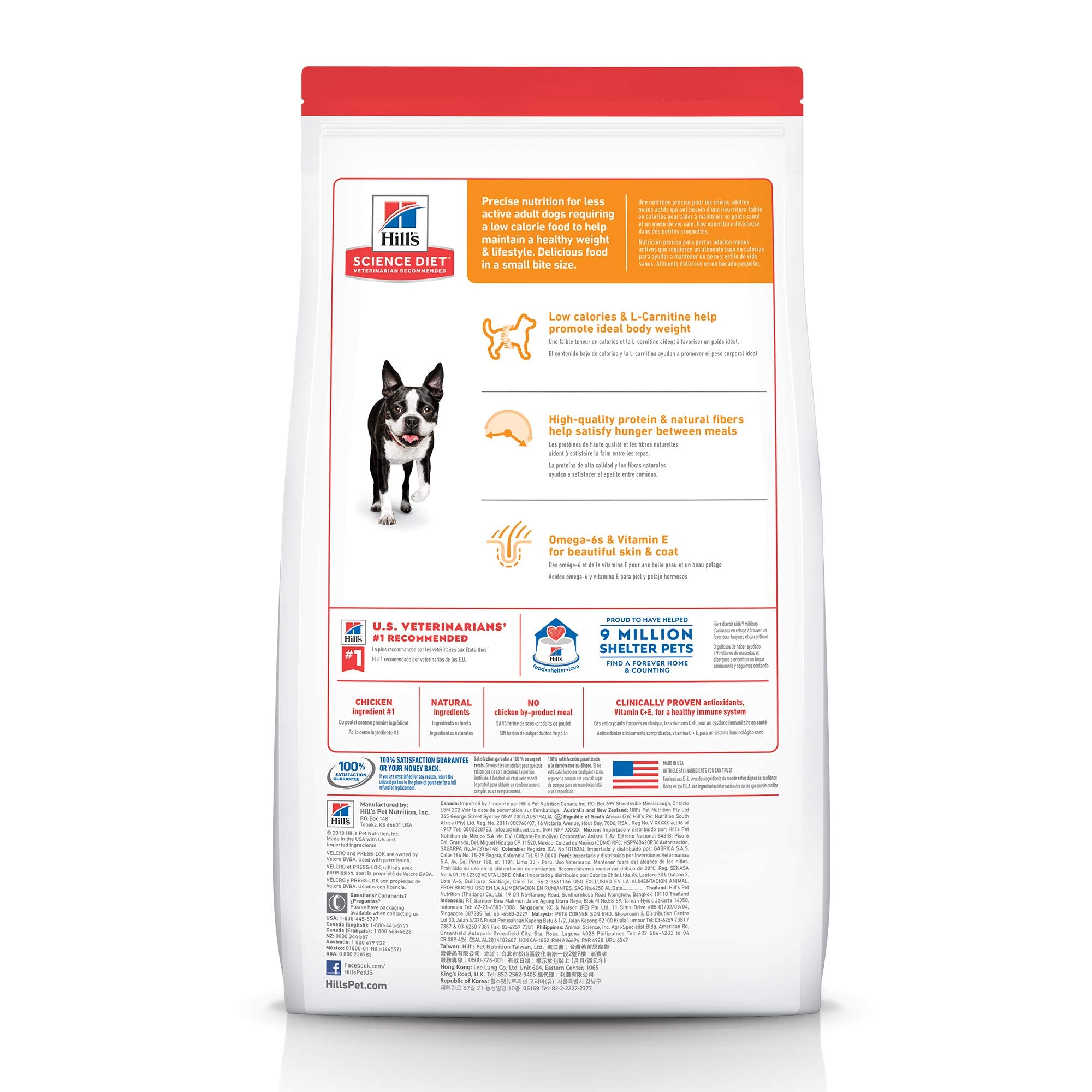 Hills Science Diet Light , Adult 1-6, Weight Management Support, Small Kibble, Dry Dog Food, Chicken & Barley, 15 lb Bag