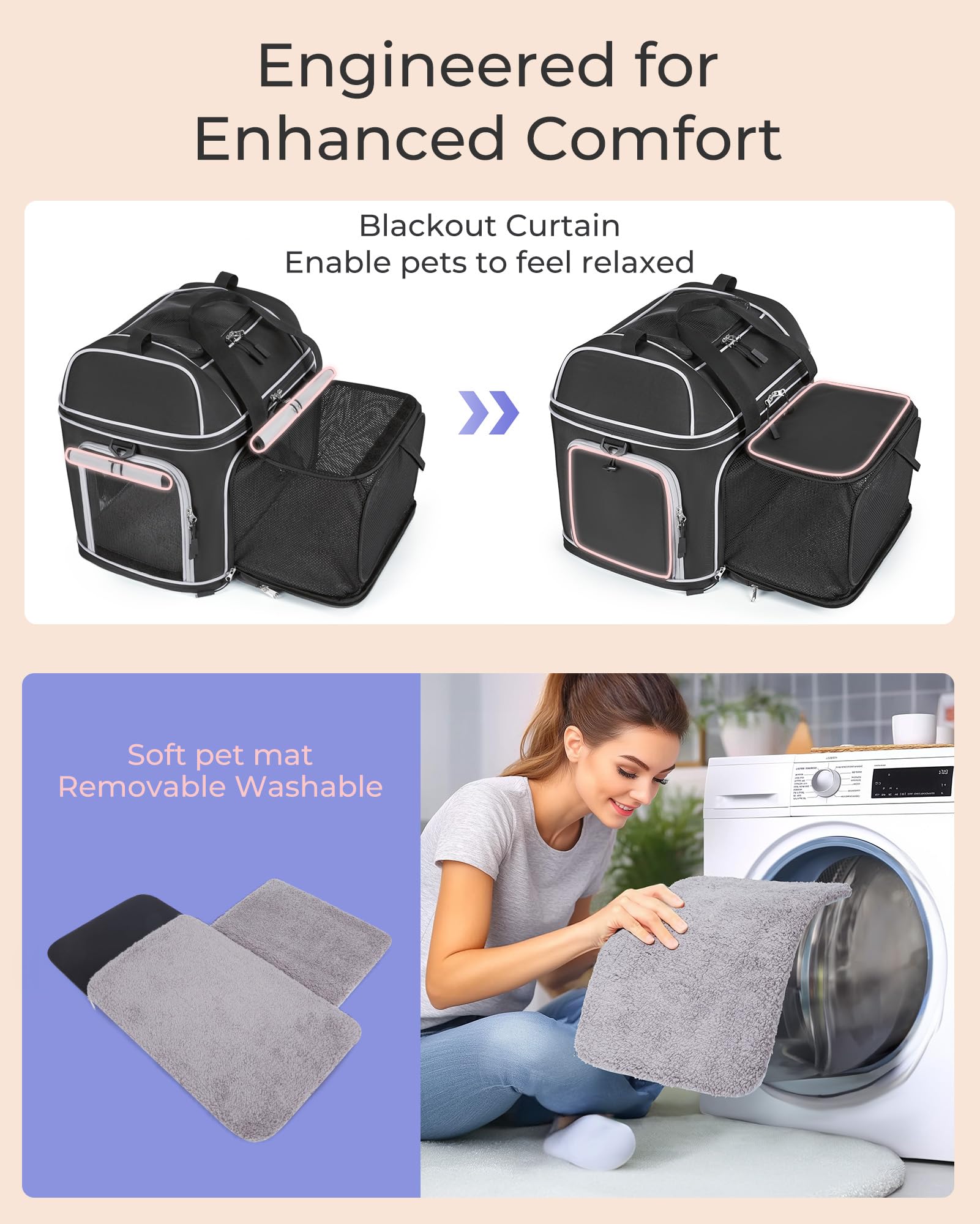 Expandable Pet Carrier: Noble Duck Soft-Sided Cat Dog Carrier Airline Approved Small Medium Large Portable Travel Up To 25 Lbs B