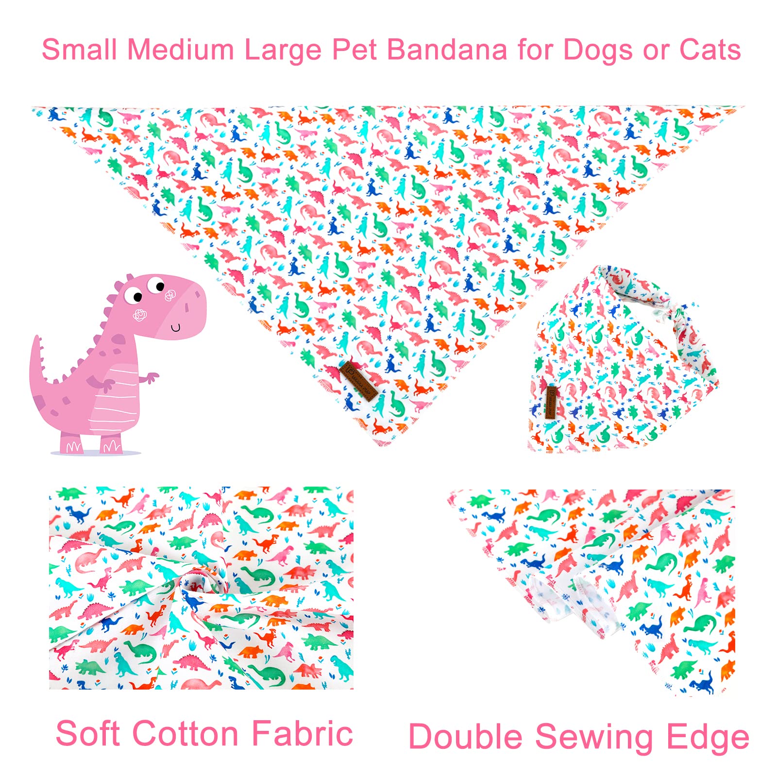 Up Urara Pup Dinosaur Dog Bandana, Comfortable Cotton Triangle Bid Scarf For Puppy Small Dogs Or Cats, Washable Pet Kerchief For