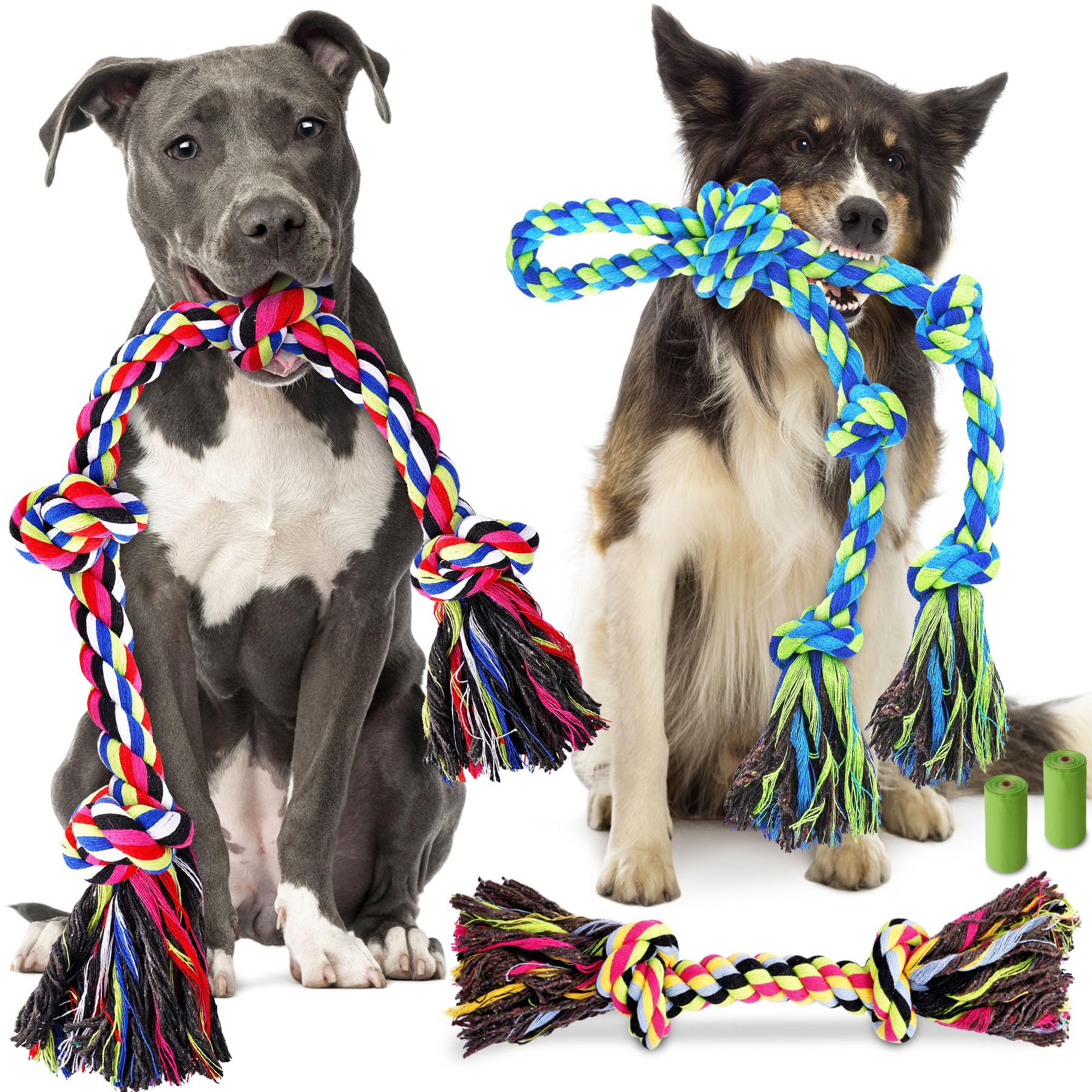 Forfon Christmas Tough & Strong Dog Toy for Aggressive Chewers - Tough Chew Toys for Large Dogs, Ideal for Tug-of-War & Teeth Cl