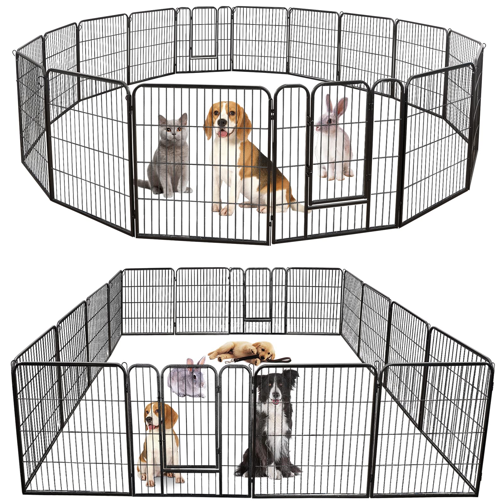 Zeny Dog Playpen Outdoor, Indoor Pet Pen, 16 Panels Dog Fence For Small/Medium Dogs, 32 Inch Heavy Duty Pet Exercise Pen For Rab