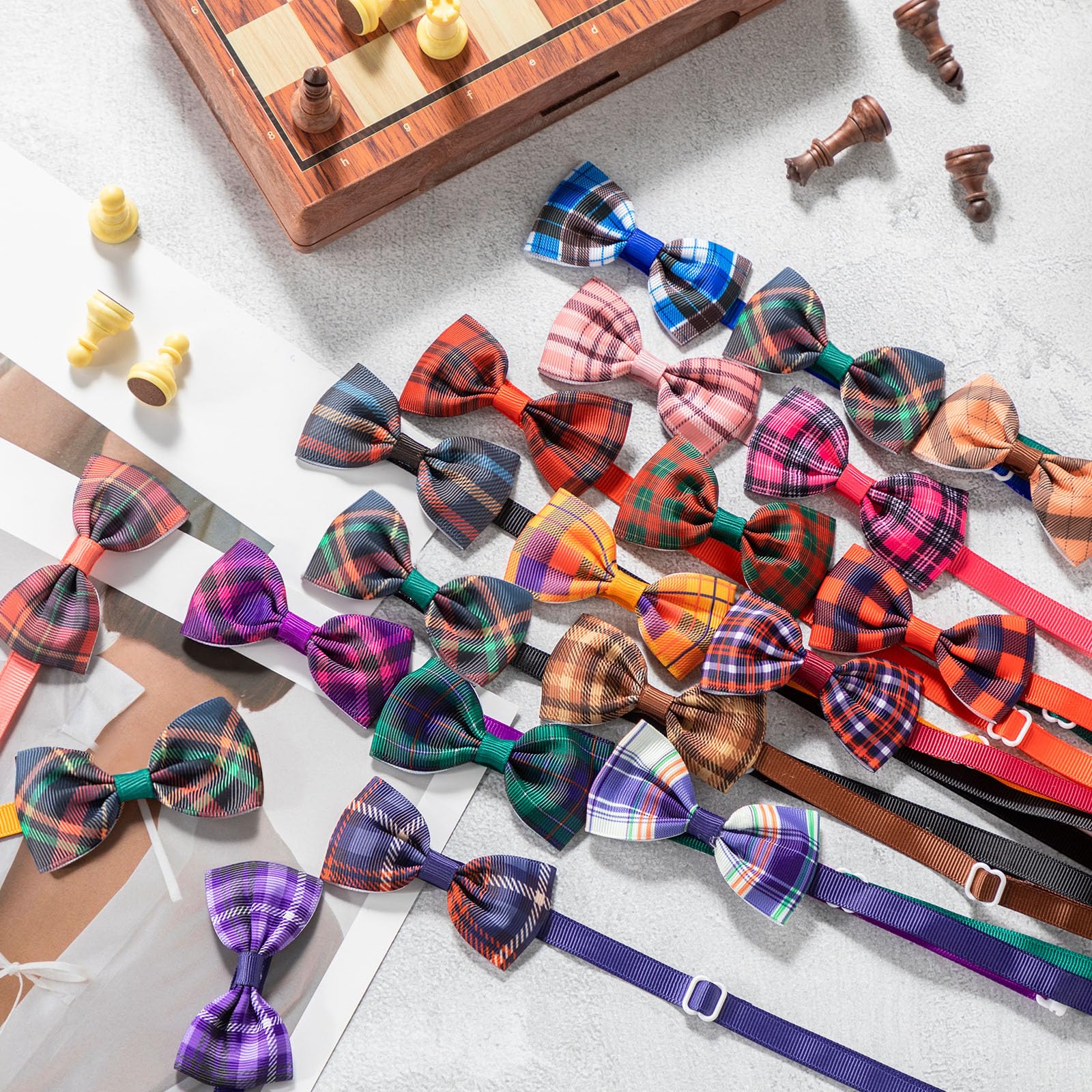 Wesiti 80 Pcs Dog Bow Ties For Small Dogs Assorted Pattern Pet Bowtie Collar Bows Cat Tie Collar Bowtie For Small Medium Puppy P