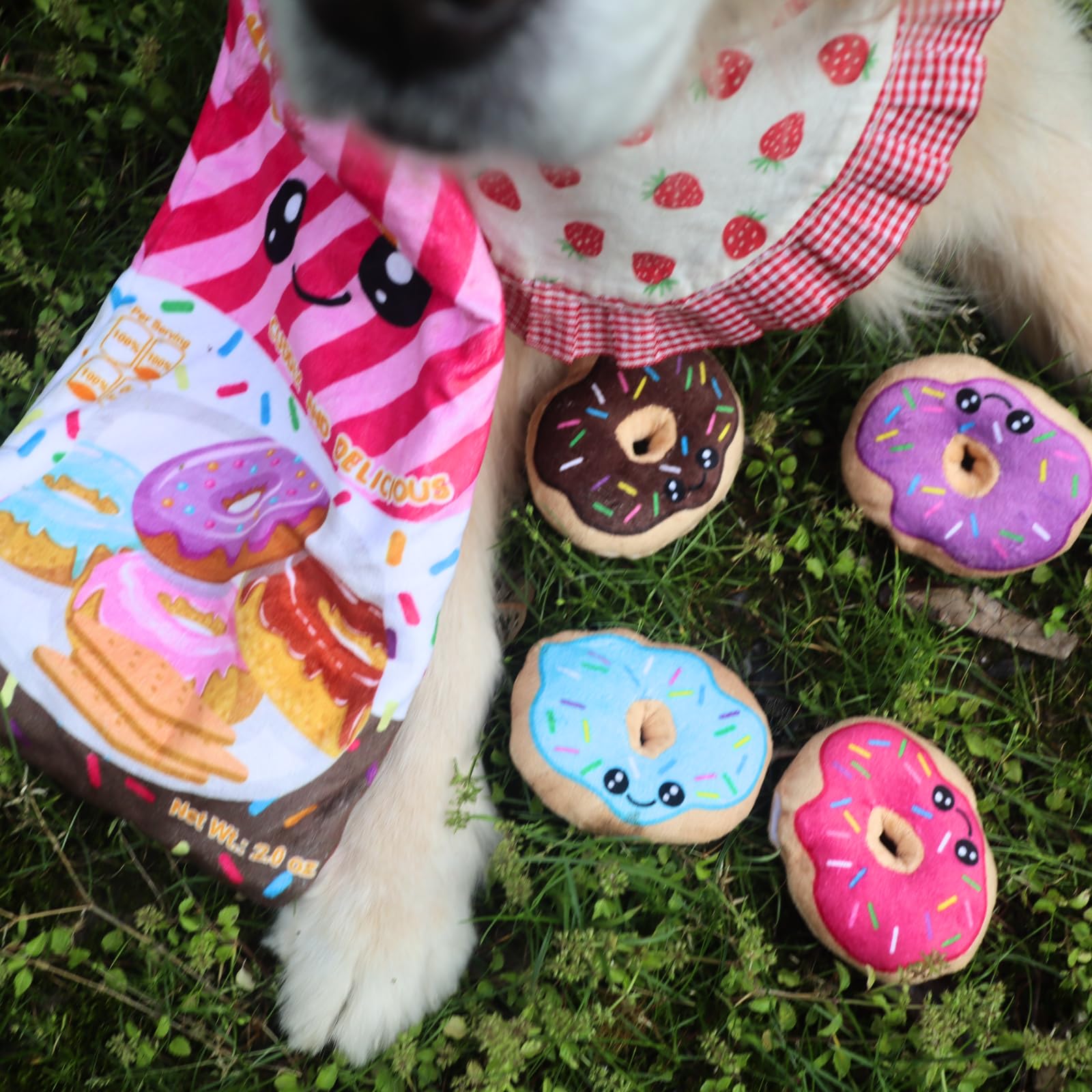 Cece Paw Donut Snuffle Toys, Squeaky Crinkle Interactive Dog Toys, Dog Enrichment Treat Puzzle For Boredom And Mental Stimulatio