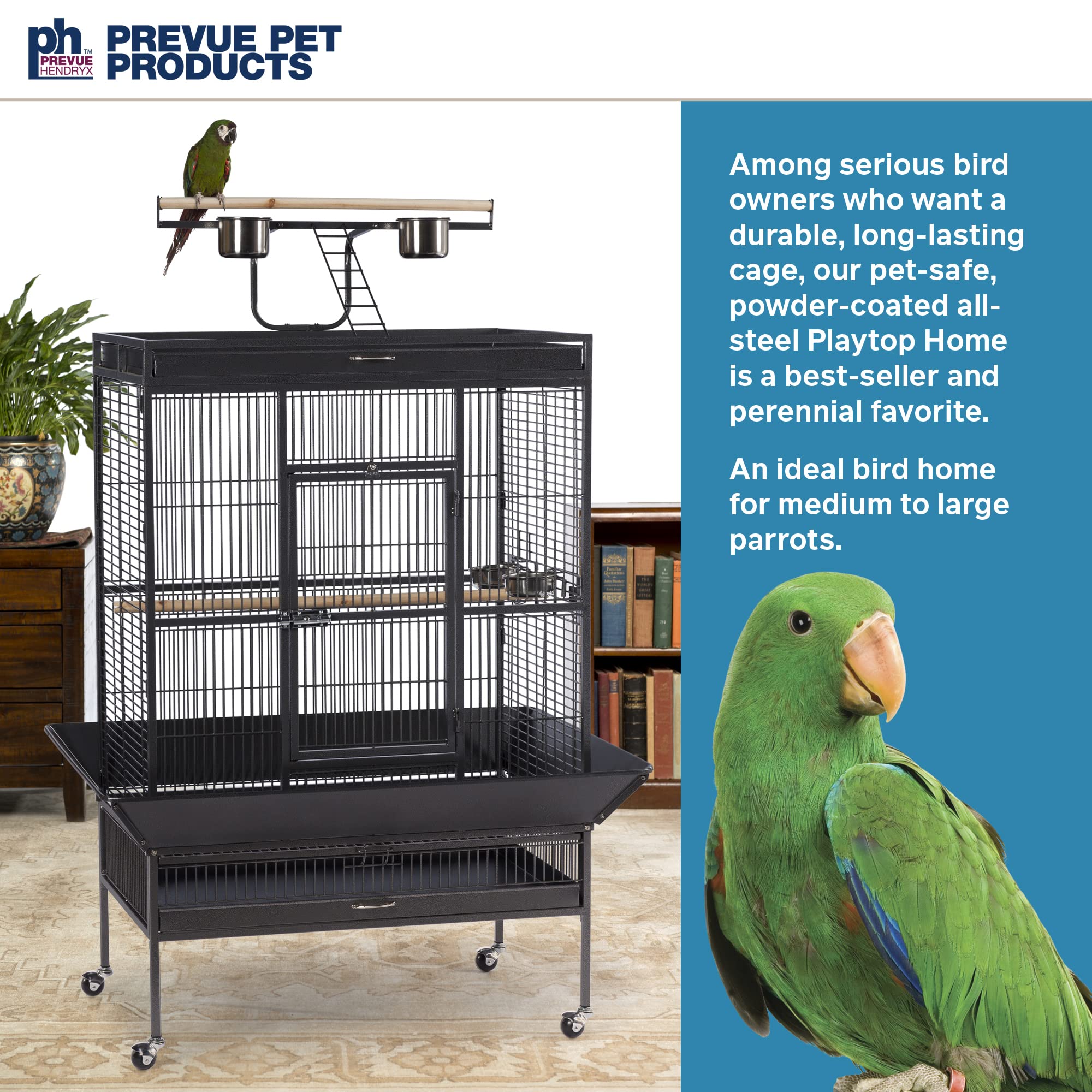 Prevue Hendryx Select Wrought Iron Play Top Parrot Cage - Chalk White