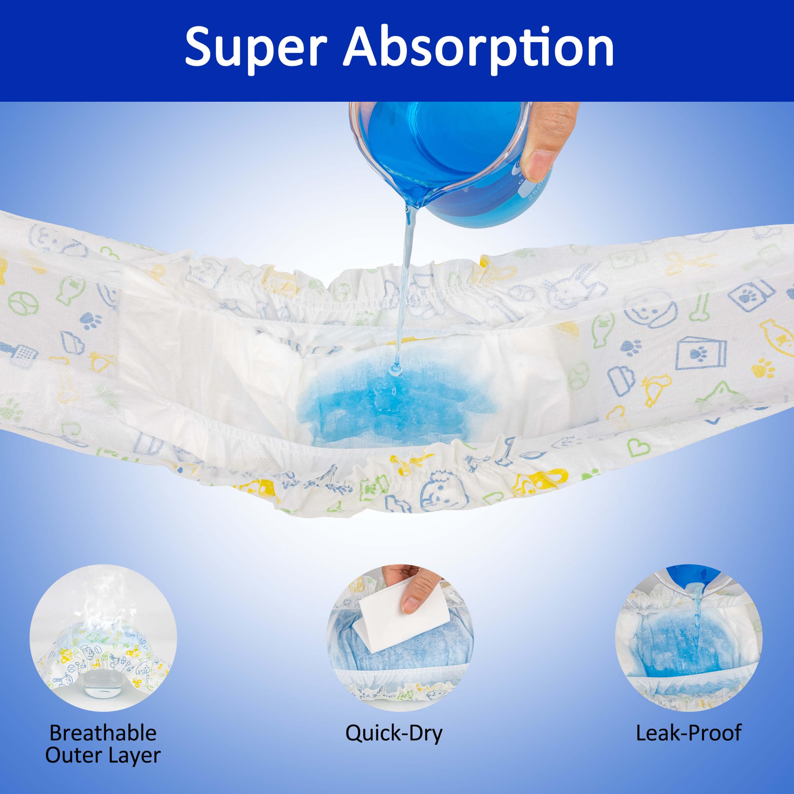 Dono Disposable Male Dog Diapers - 48 Pcs: Super Absorbent Disposable Male Wraps For Small To Large Dogs With Wetness Indicator And 360?Leak-Proof, Diapers For Male Doggies And Puppies Dogs