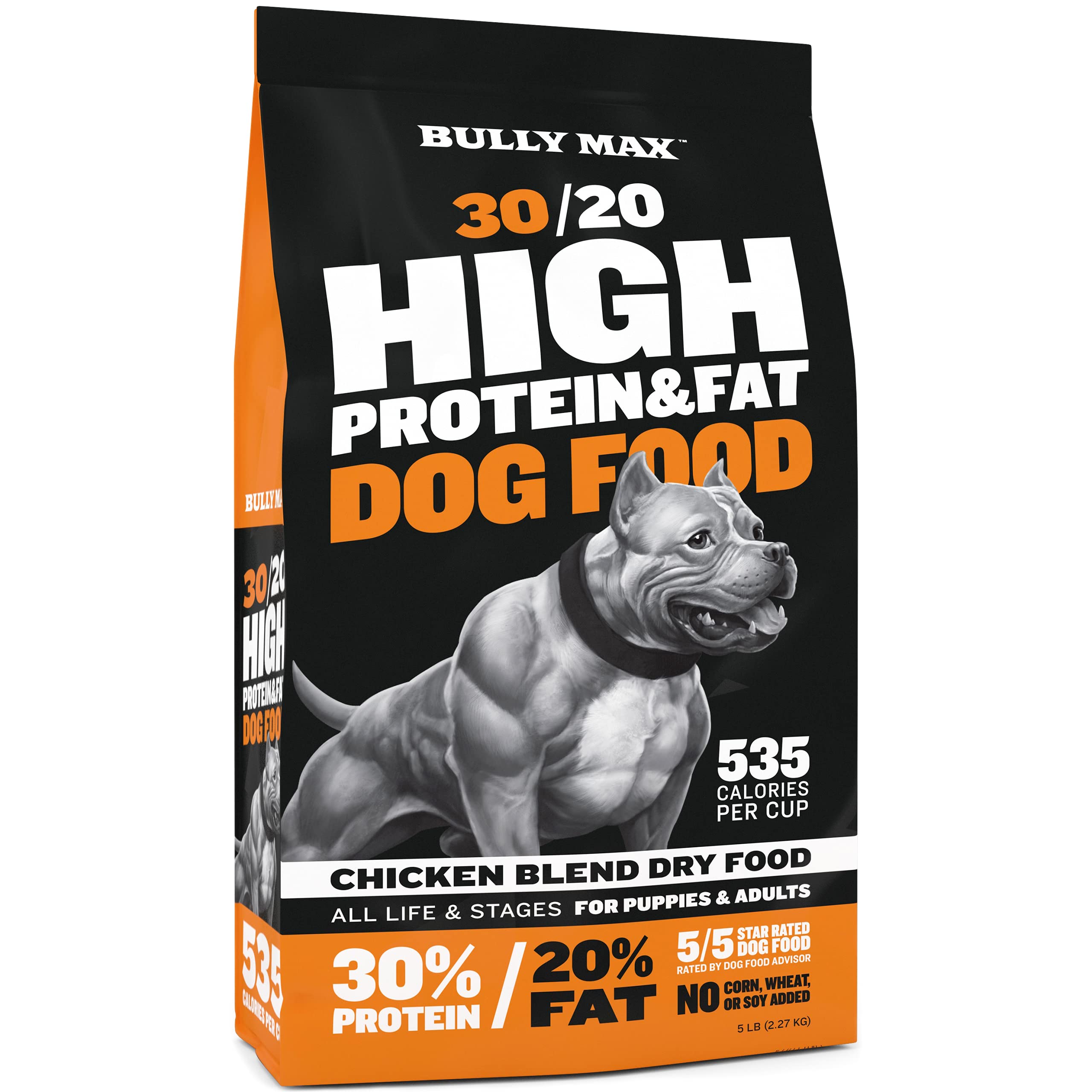 Bully Max Dry Dog Food for Adult & Puppy - High Protein & Fat for Muscle & Weight Gain - High Performance Healthy Dog Food Suppl