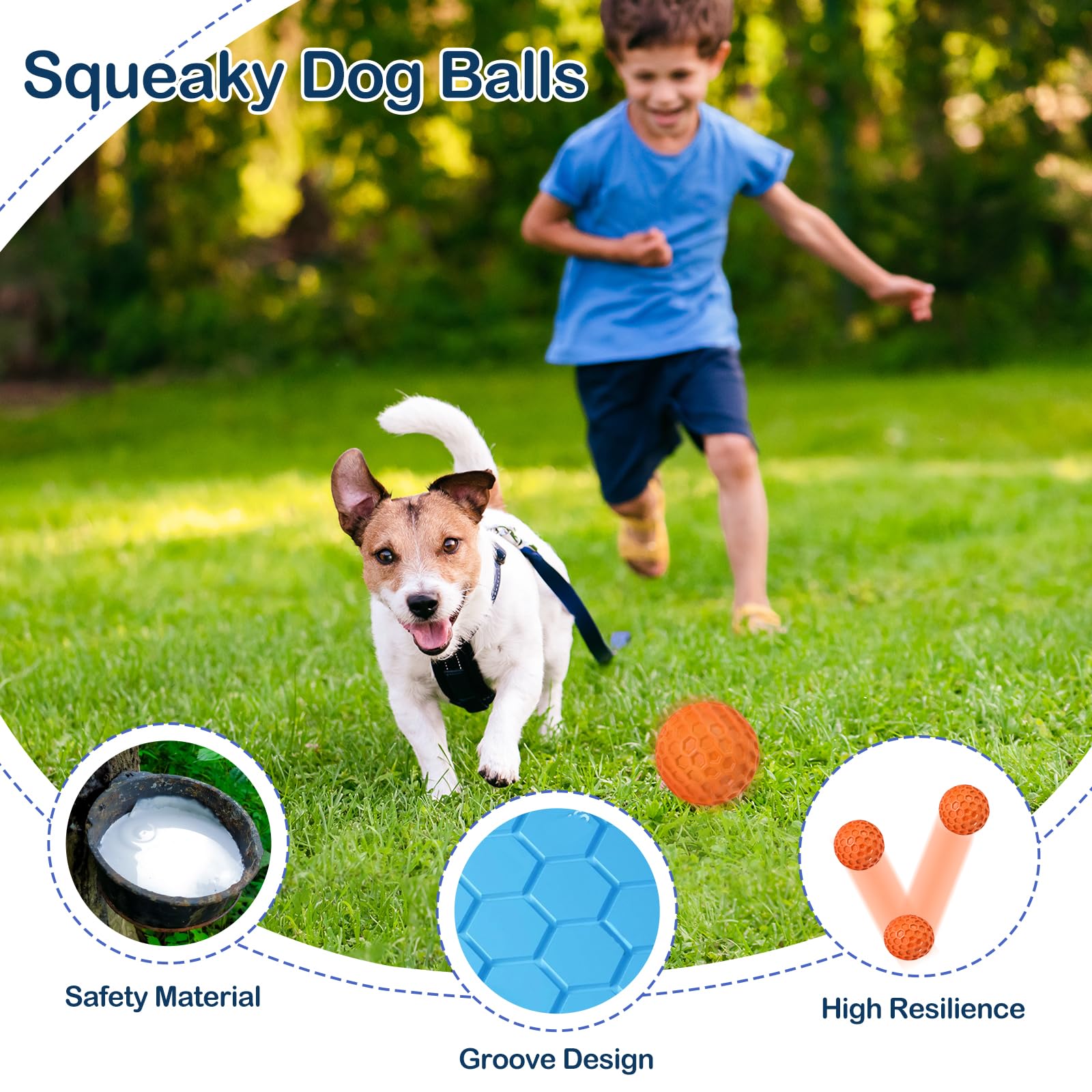 Cheodin 2 Pack Indestructible Squeaky Dog Balls, Cleans Teeth, Relieves Anxiety, Interactive Dog Toy For Aggressive Chewers, Rub