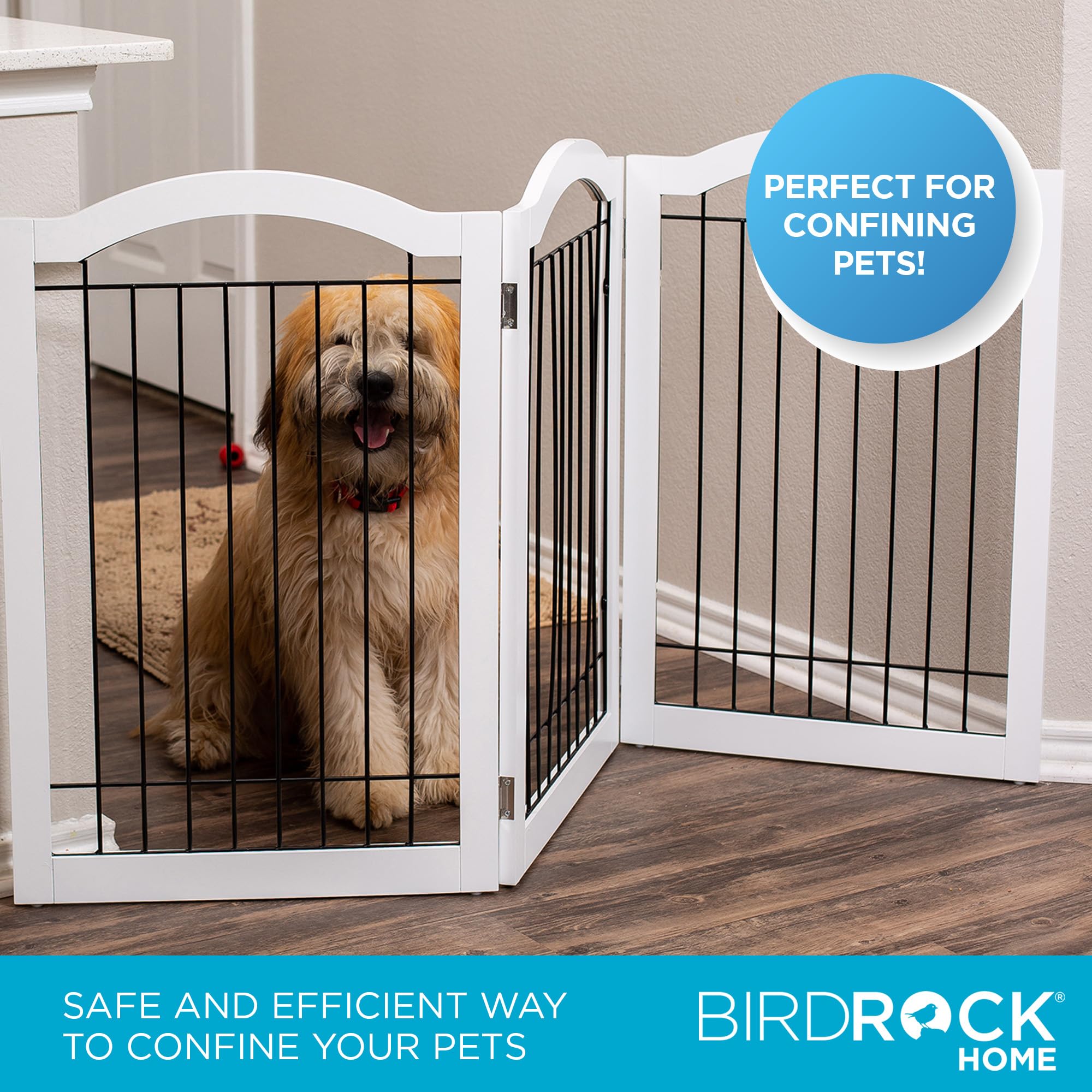 Internets Best Arched Top Wire Dog Gate for The Home, Doorway, Stairs  3 Panel  30in H x 60in W  Medium, Large Dogs, Puppies, C