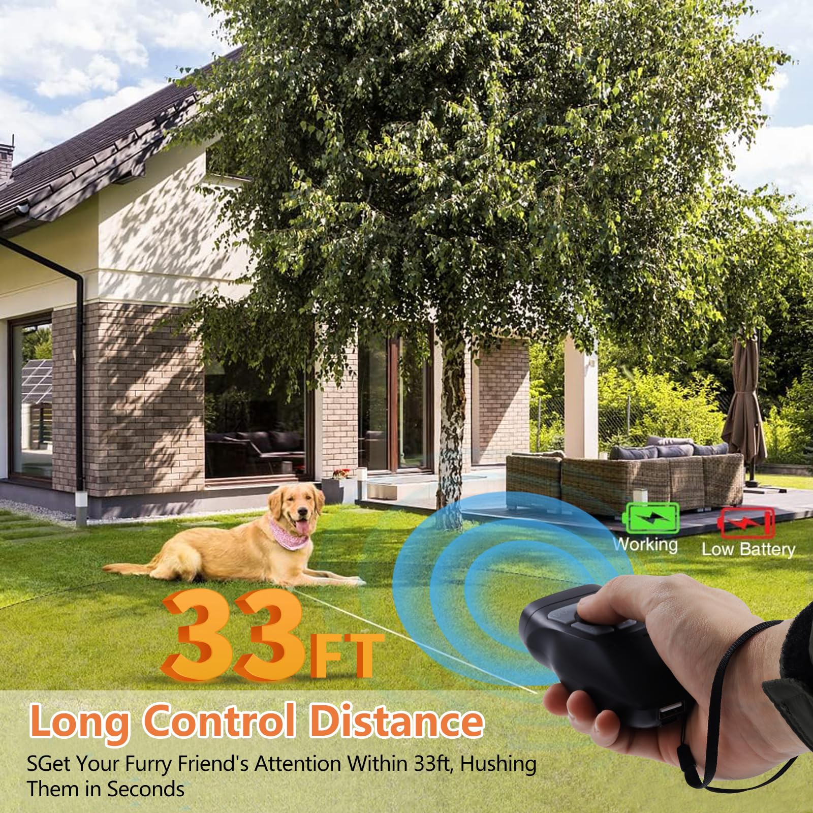 Zividodo Dog Bark Deterrent Devices, Rechargeable Anti Barking Device For Dogs, Train Your Pet To Stop Bad Behavior Without Hurt