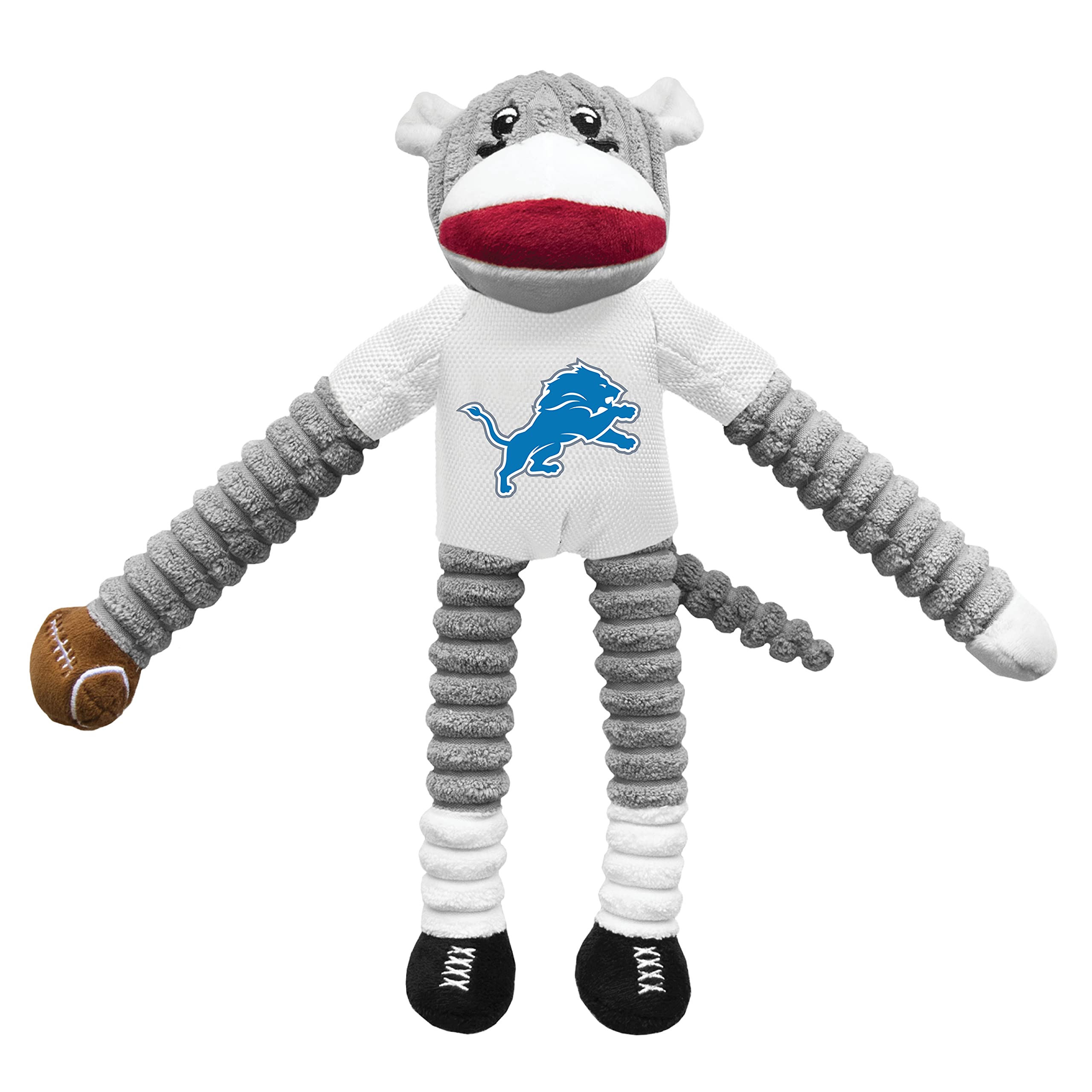 Littlearth NFL Detroit Lions Sock Monkey Pet Toy, Team Color, One Size
