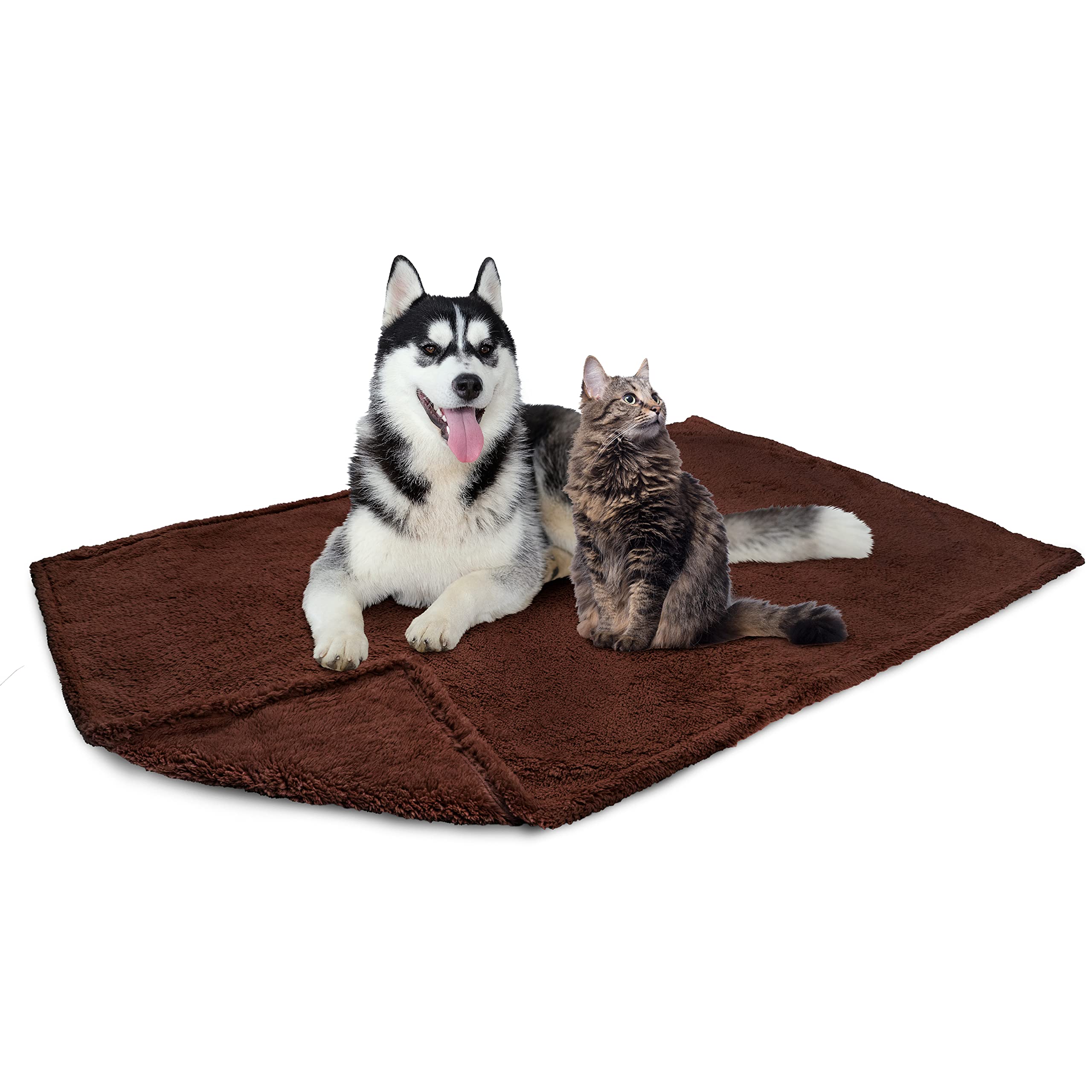 Petami Fluffy Waterproof Dog Blanket For Bed Large Dogs, Soft Warm Pet Sherpa Throw Pee Proof Couch Cover, Reversible Cat Blanket Sofa Crate Kennel Protector, Washable Mat (Brown, 60X80)