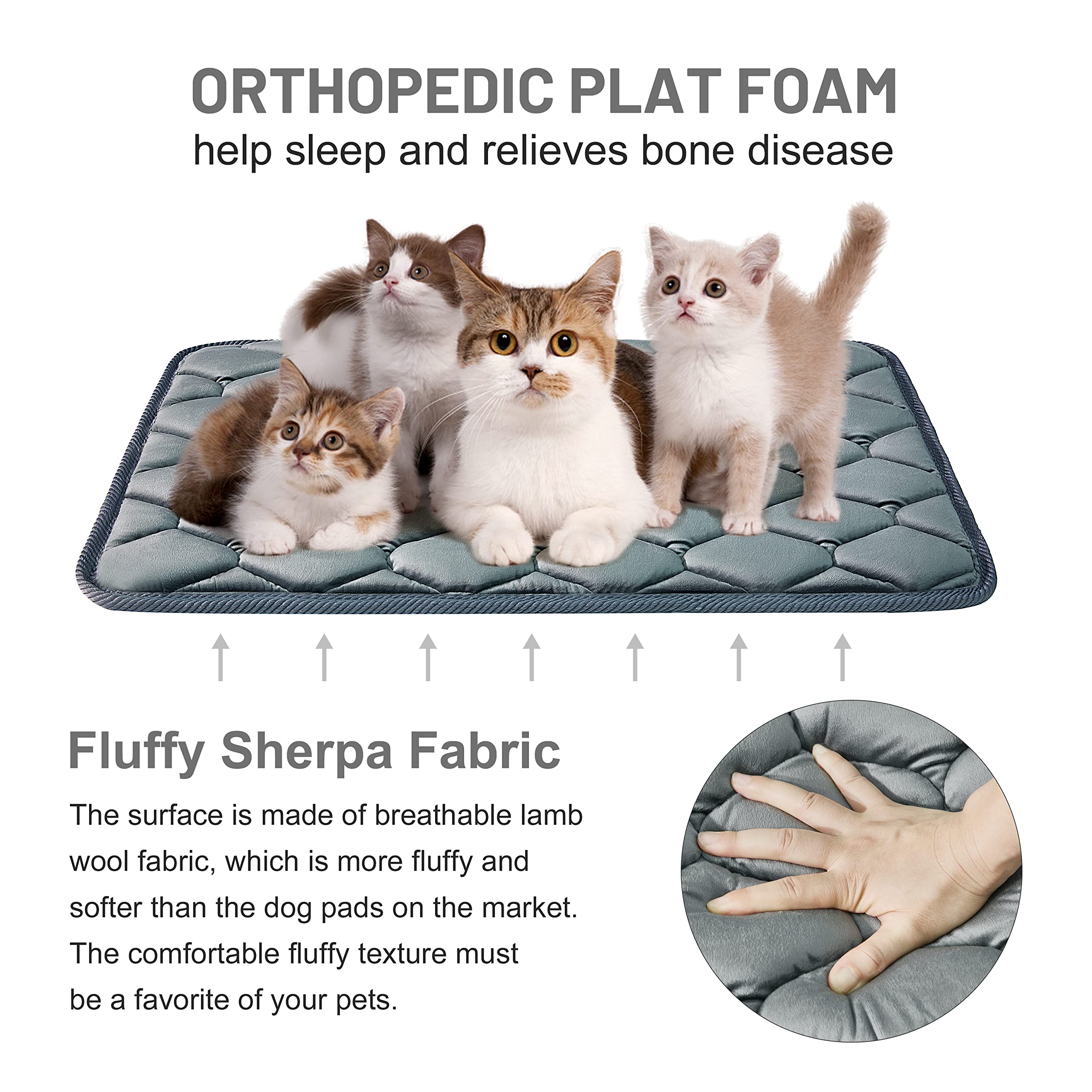 Luckyvo Dog Crate Mats,Soft Kennel Pads Washable With Anti-Slip Bottom,Dog Kennel Pads For Sleeping,Pets Mattress Cat Dog Beds F