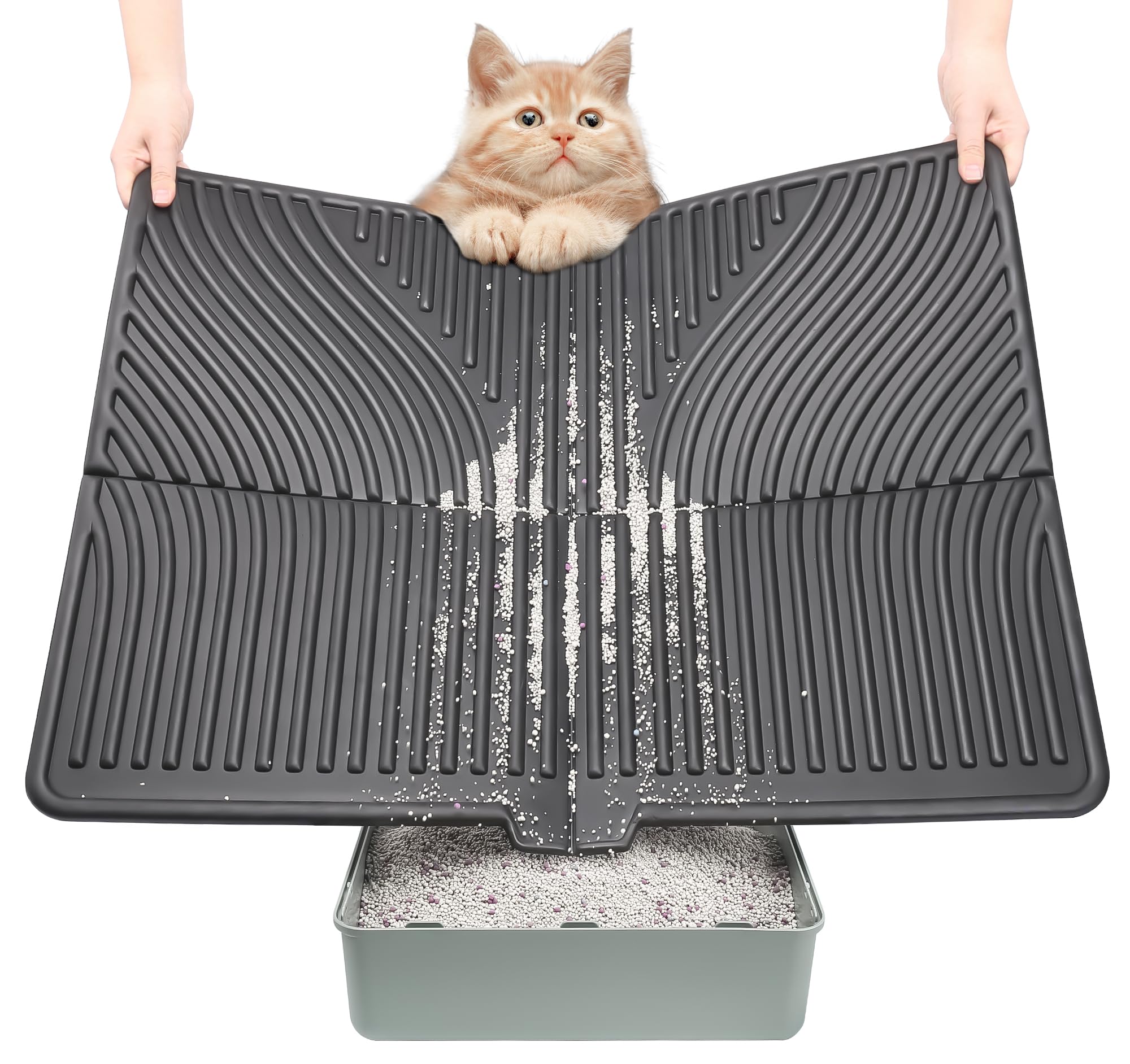 UPSKY Cat Litter Mat, Large Kitty Litter Trapping Mat Soft on Kitty Paws, Litter Box Mat Keep Floor Clean, 31 x 24 Waterproof an