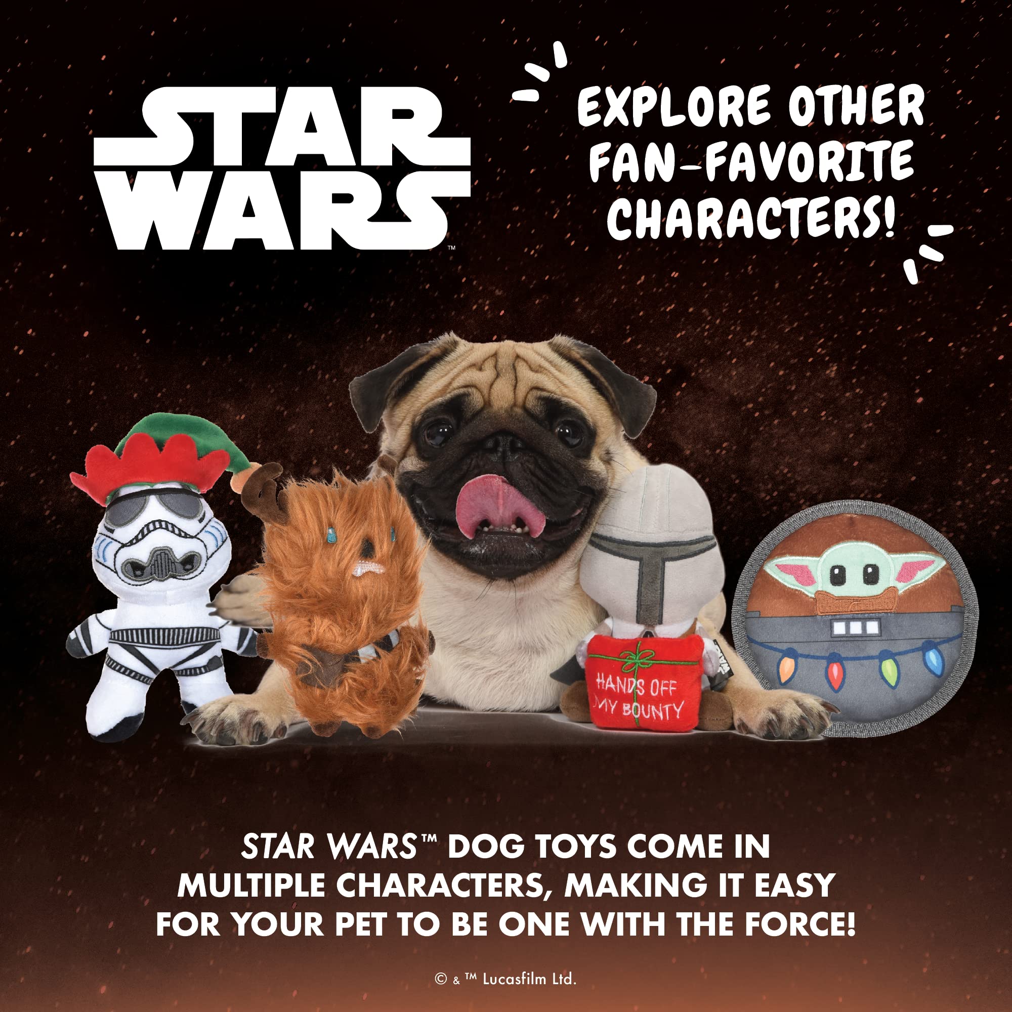 STAR WARS Dog Toy Yoda Dog Toy for Holidays | Santa Yoda Squeaky Dog Toy Chew Toy | Holiday Dog Toy Plush Toys for Dogs | 6 Inch