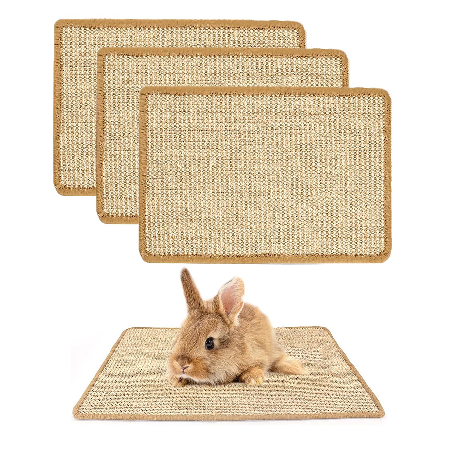 Podoo Bunny Scratch Pads, Sisal Rabbit Scratching Pad, Natural Rabbit Resting Mats For Cages, Forage Grass Mat Indoor Essentials