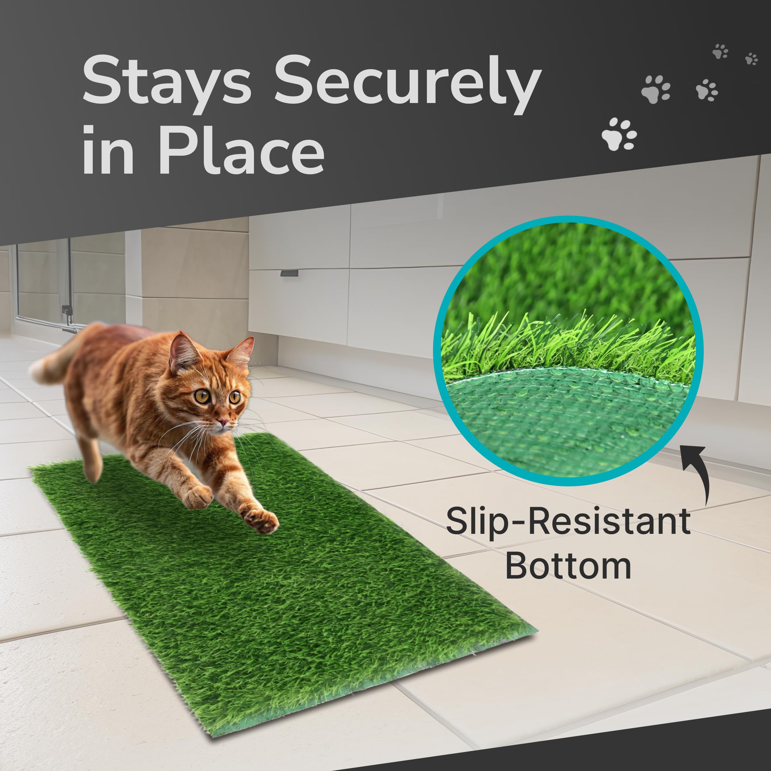 Skywin Silicone Cat Grass Mat For Litter Box 24 X 17.5 Inches, Grass-Textured Lightweight, Easy-To-Clean Floor Mat For Indoor Ca