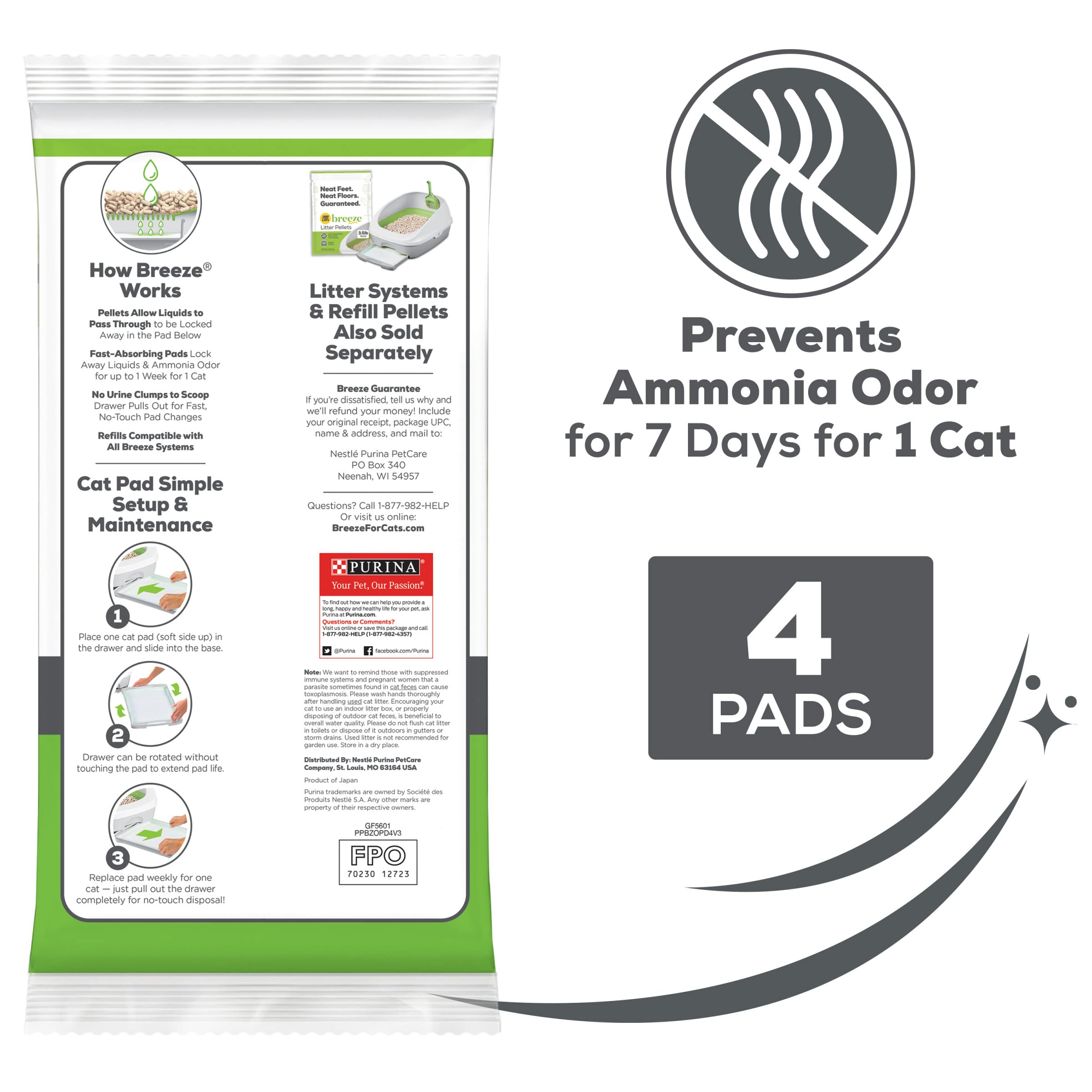 Purina Tidy Cats Cat Litter Breeze Pads Spring Clean Fragranced Cat Litter Pads Refill Pack - (Pack Of 10) 4 Ct. Pouches