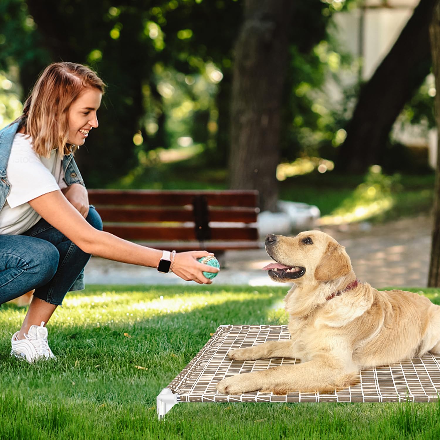 Dopliv Elevated Dog Bed - Raised Pet Cot for Large Dogs, Portable Indoor & Outdoor Dog cot Bed, Soft and Comfortable, Pet Bed fo