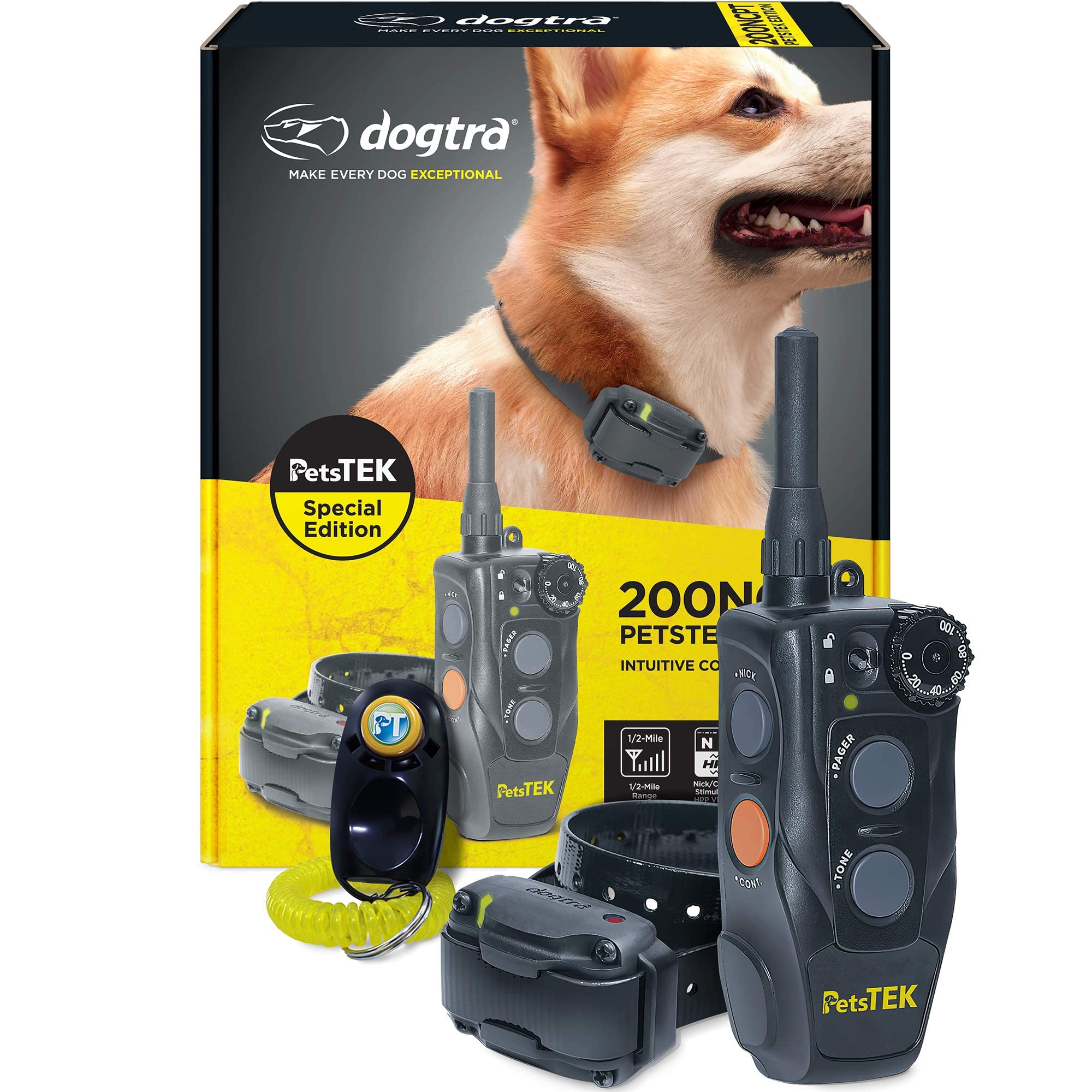 Dogtra 200Ncpt Electronic Dog Training Collar With Remote For Small Dogs To Large Dogs - 2640 Ft Range, Vibration, Tone, 100 Sti