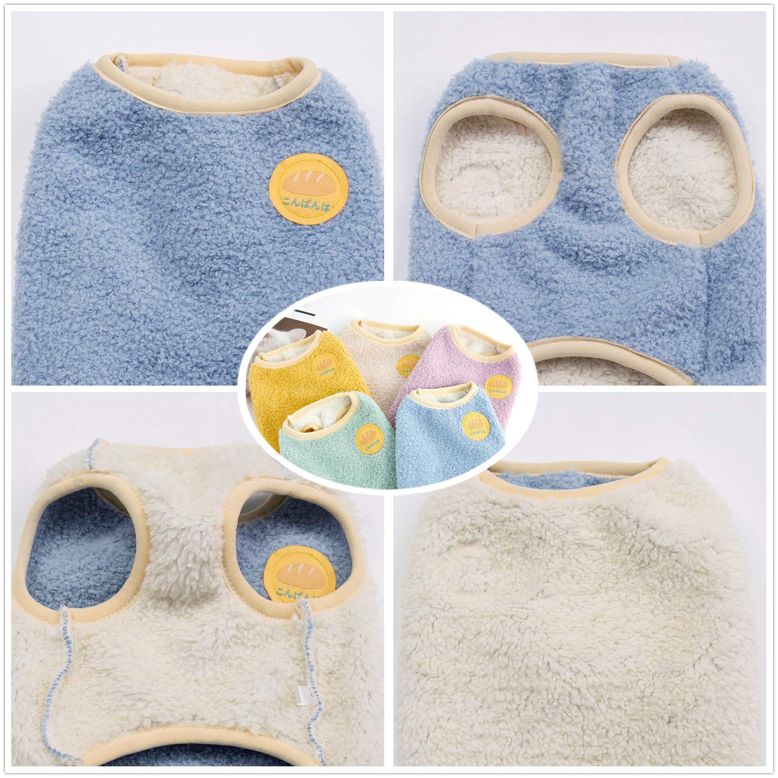 Loyanyy Warm Plush Dog Vest For Winter Soft Fleece Lining Sweater For Small Dog Cat Cute Puppy Kitten Clothes Blue 12