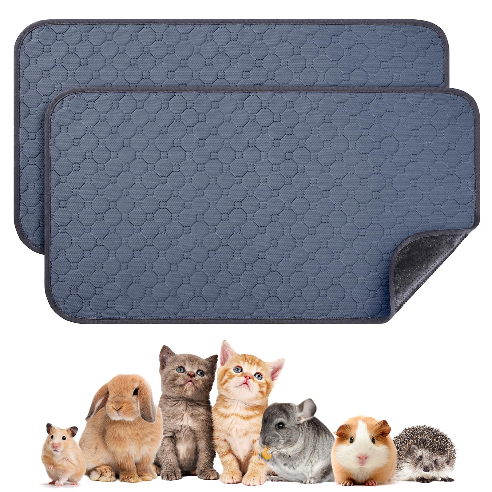 2 Pack 48'' X 24'' Guinea Pig Cage Liner, Washable Reusable Bedding, Waterproof Absorbent Pee Pad Non-Slip Mat For Small Animals