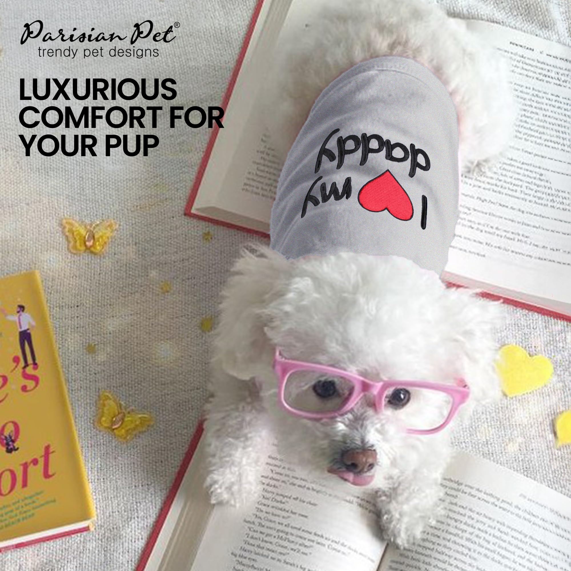 Parisian Pet Unisex Dog T-Shirt - Embroidered 'I Love My Daddy' 100% Cotton, Dog Tee Shirts - Breathable Sleeveless Pet Vest - Dog Clothes For Medium-Sized Dogs - M